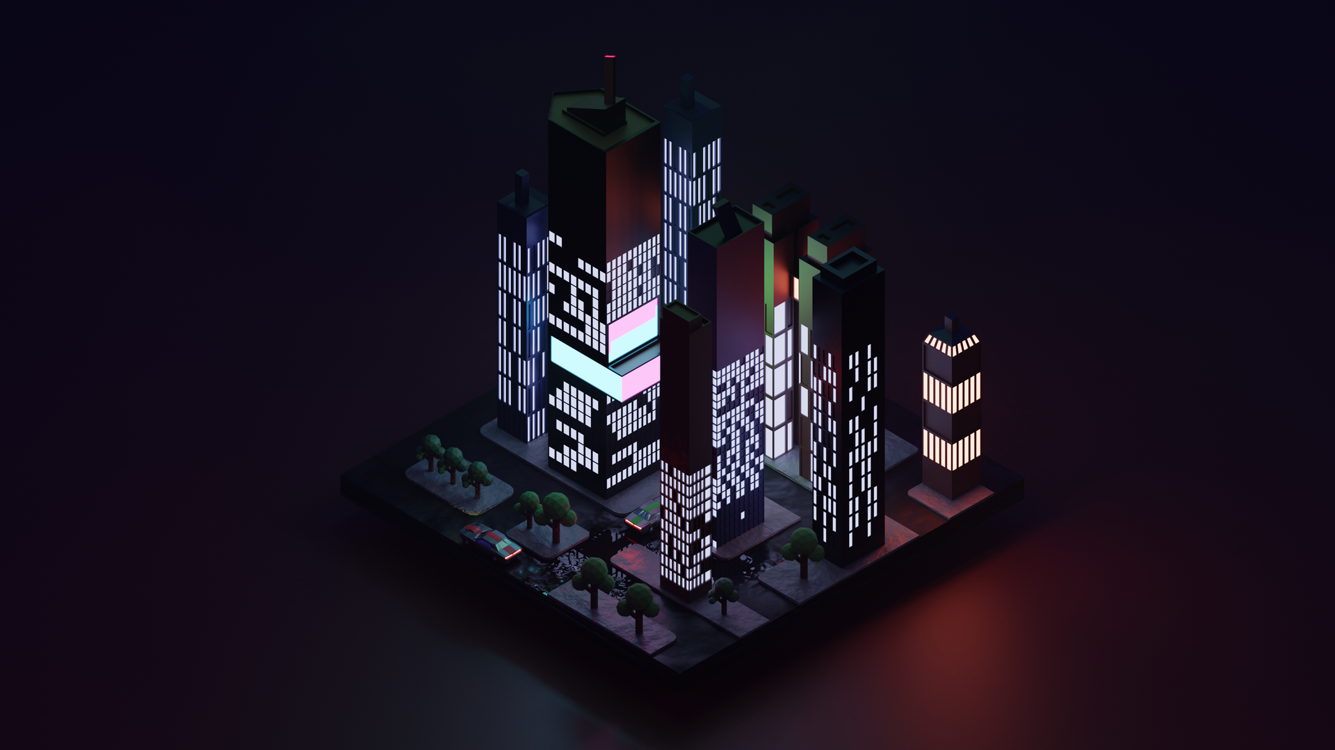 极简主义 城市 AI艺术 等轴测 立体 4K壁纸 3840×2160