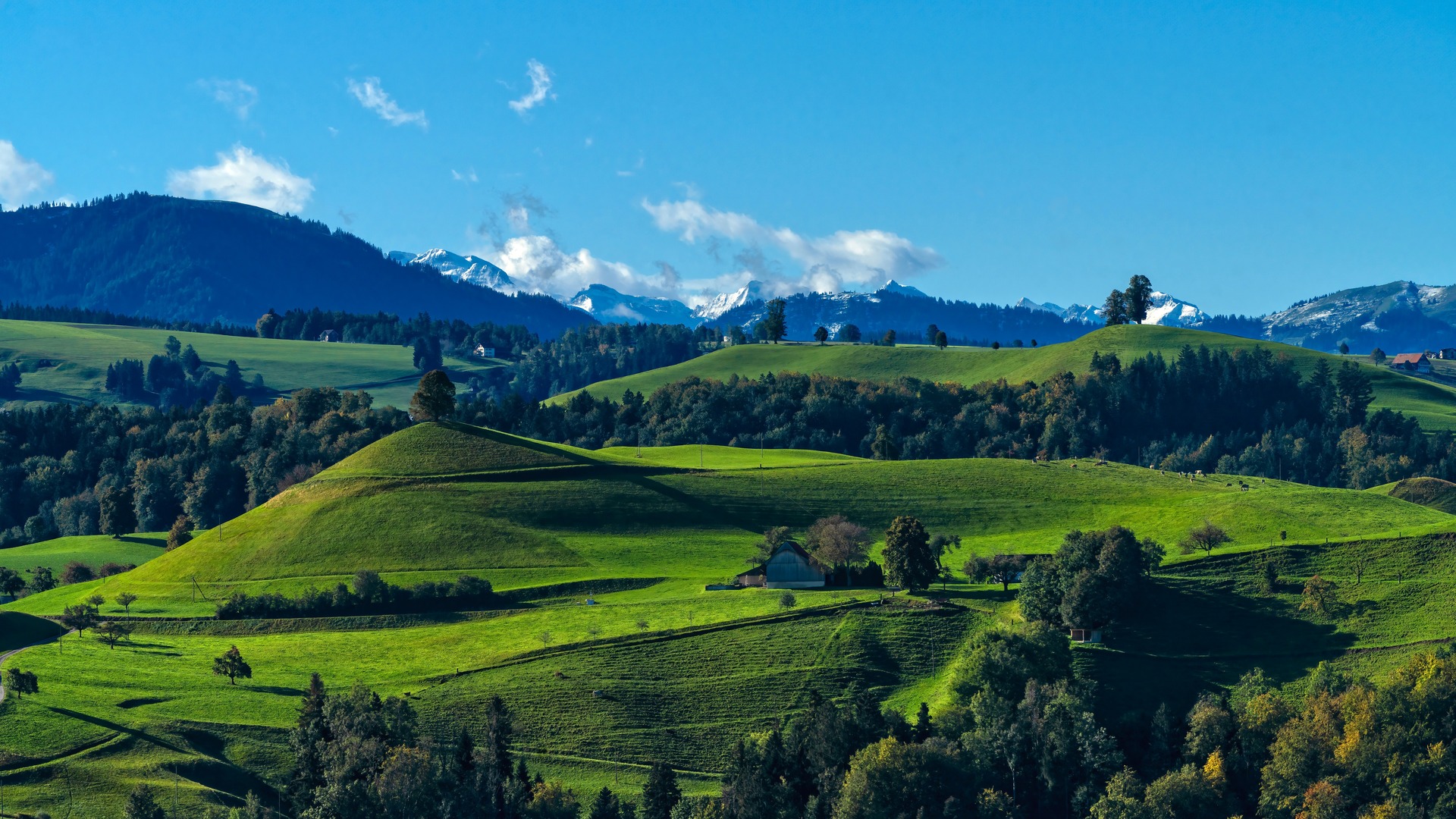 唯美风景 自然 山脉 丘陵 树木 云 高清壁纸 3840×2160
