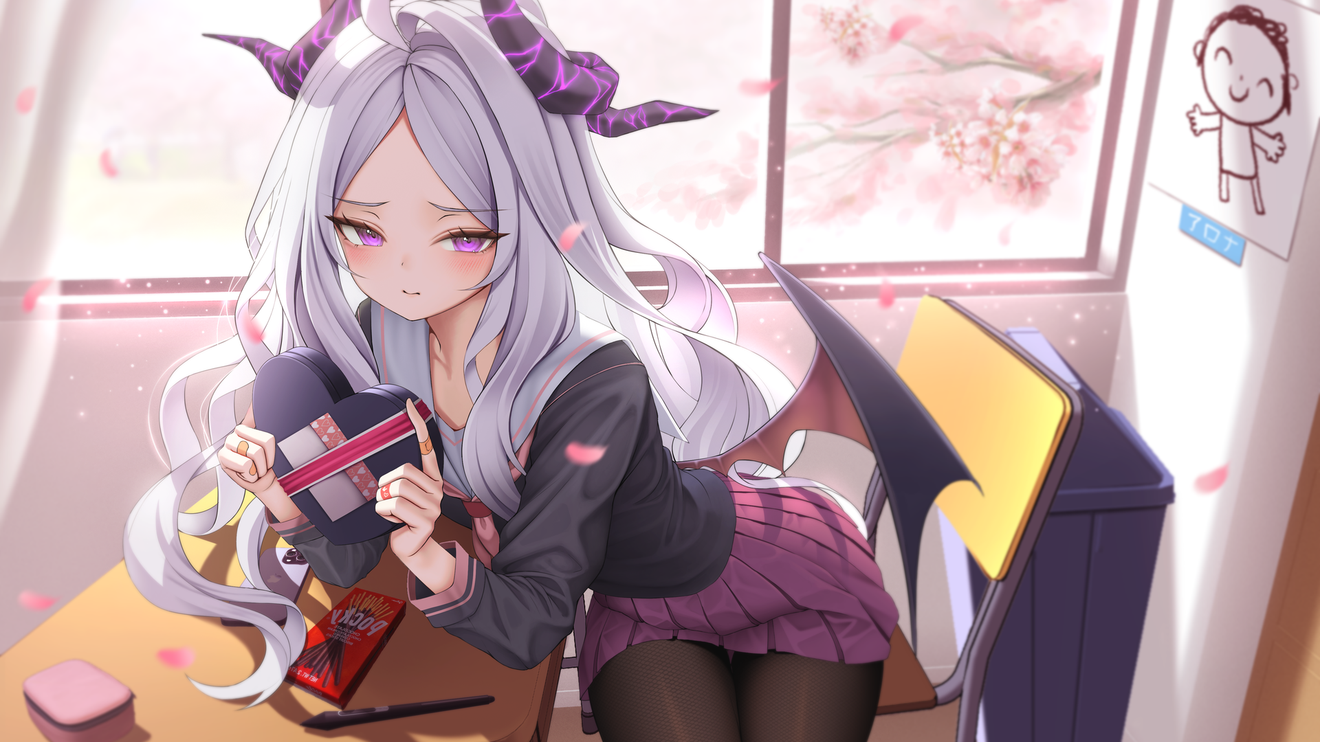 动漫 动漫女孩 蔚蓝档案馆 索拉萨奇 花瓣 二次元 4K壁纸 3840×2160