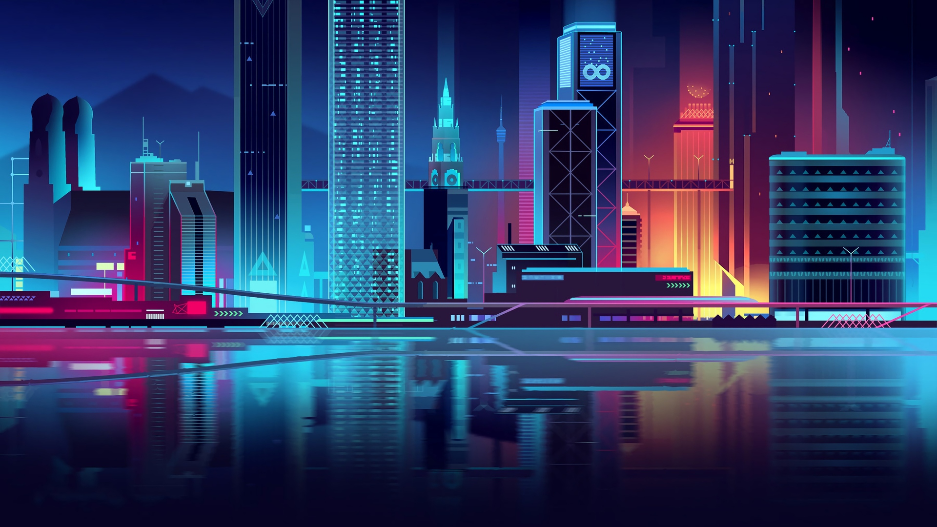 超清AI艺术 插图 矢量 矢量艺术 矢量图形 城市 壁纸 3840×2160
