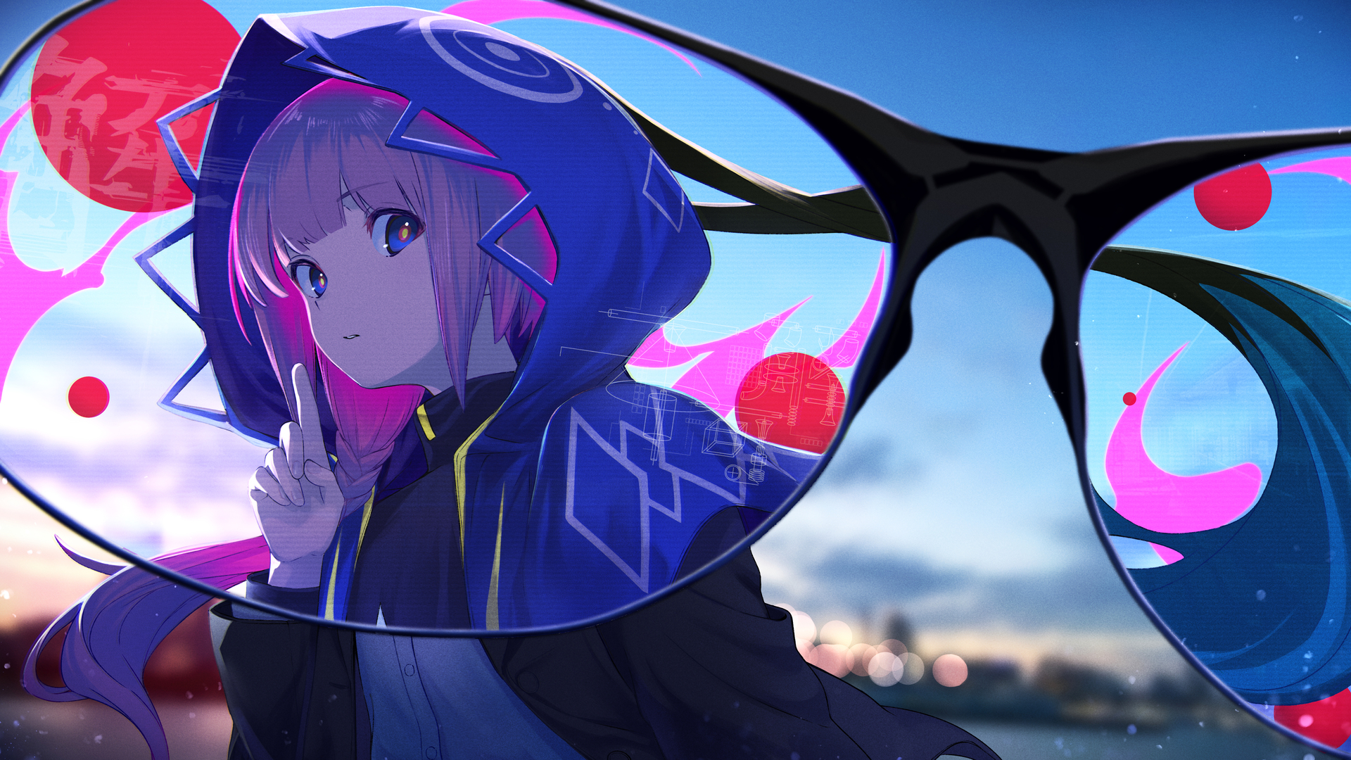 绝美无聊 动漫 动漫女孩 几何学 连帽夹克 高清壁纸 3840×2160