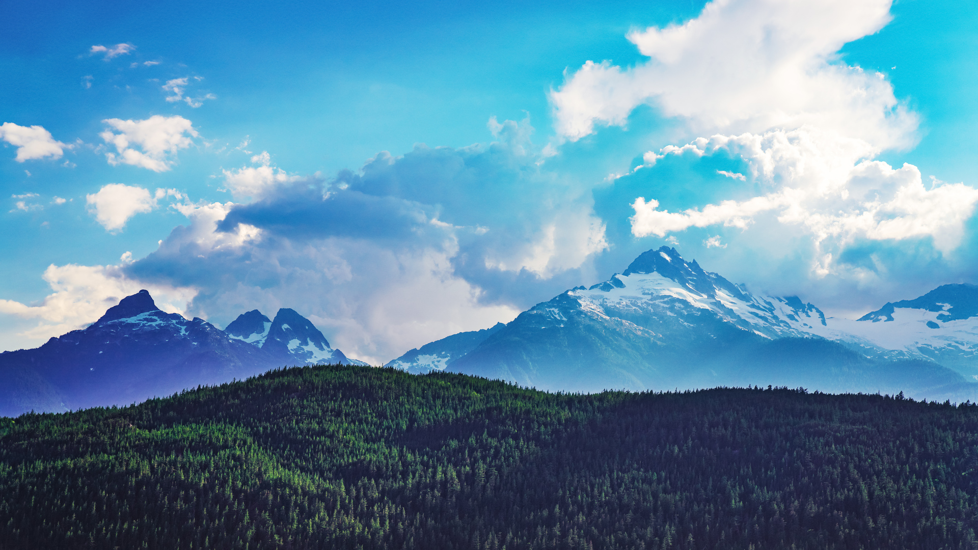 山 风景 自然 云 雪 天空 树 阳光 4K高清壁纸 3840×2160