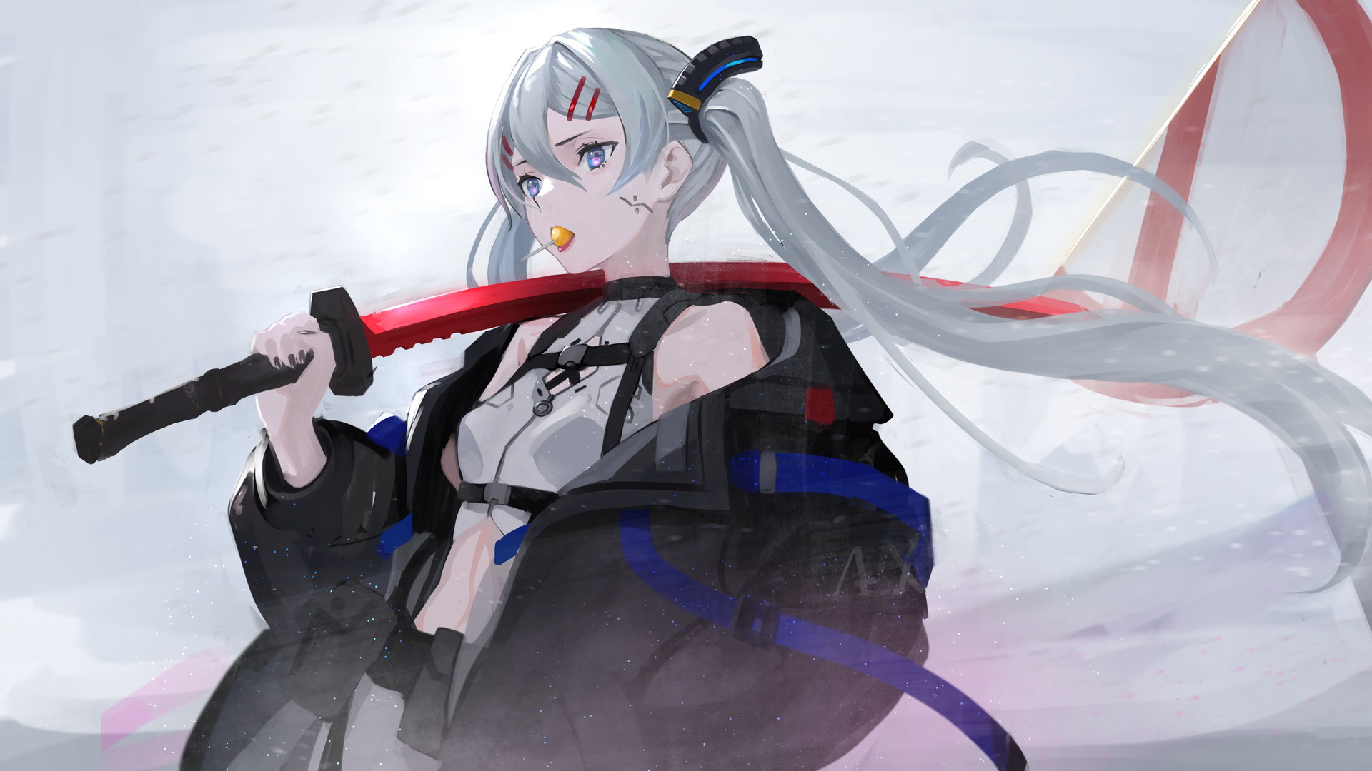 白发 动漫女孩 剑 武器 二次元女孩 无水印壁纸 3840×2160