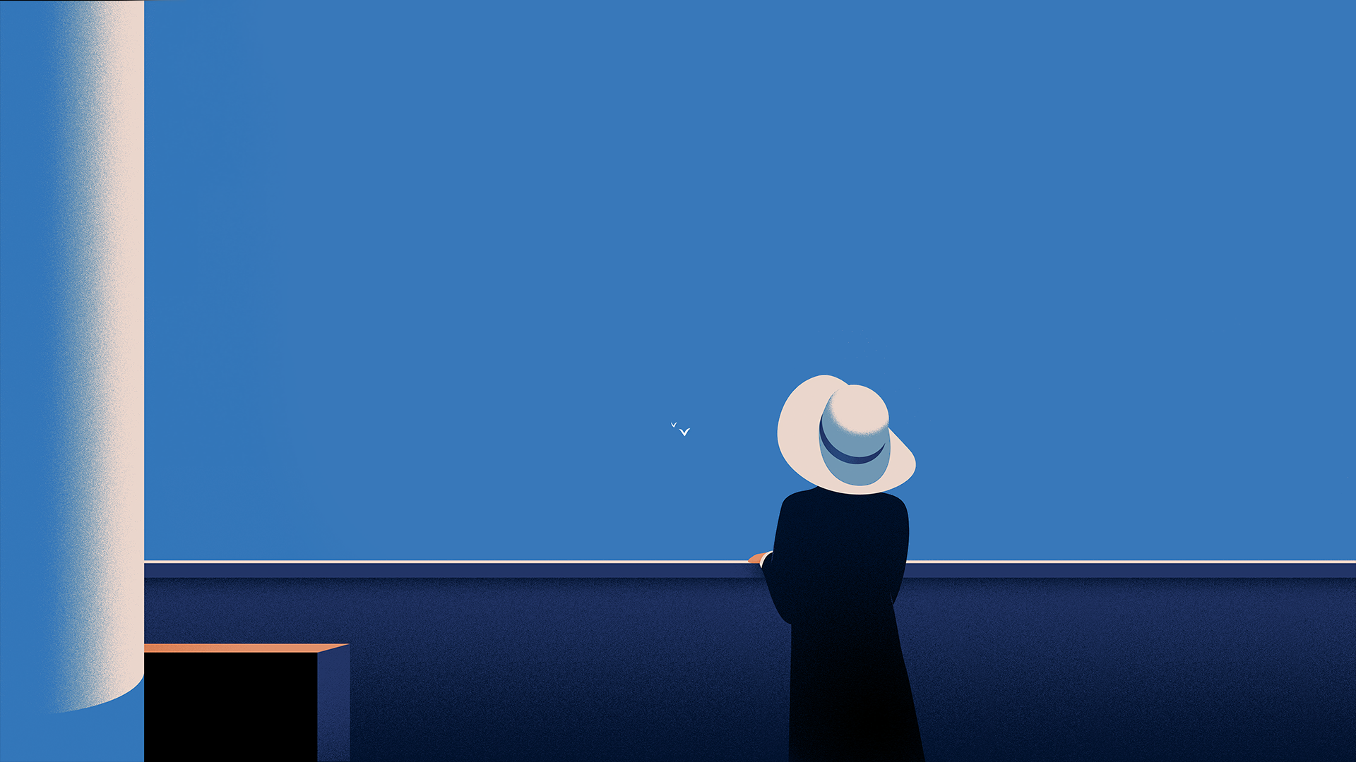 帽子 海鸥 蓝色 壁纸 3840×2160
