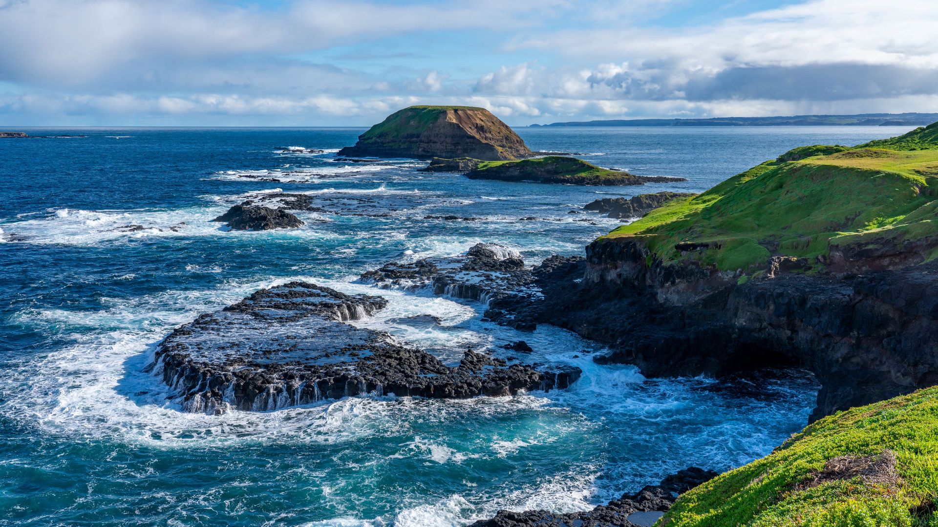 自然 风景 海岸 海洋 天空 地平线 草 水 4K高清壁纸 3840×2160