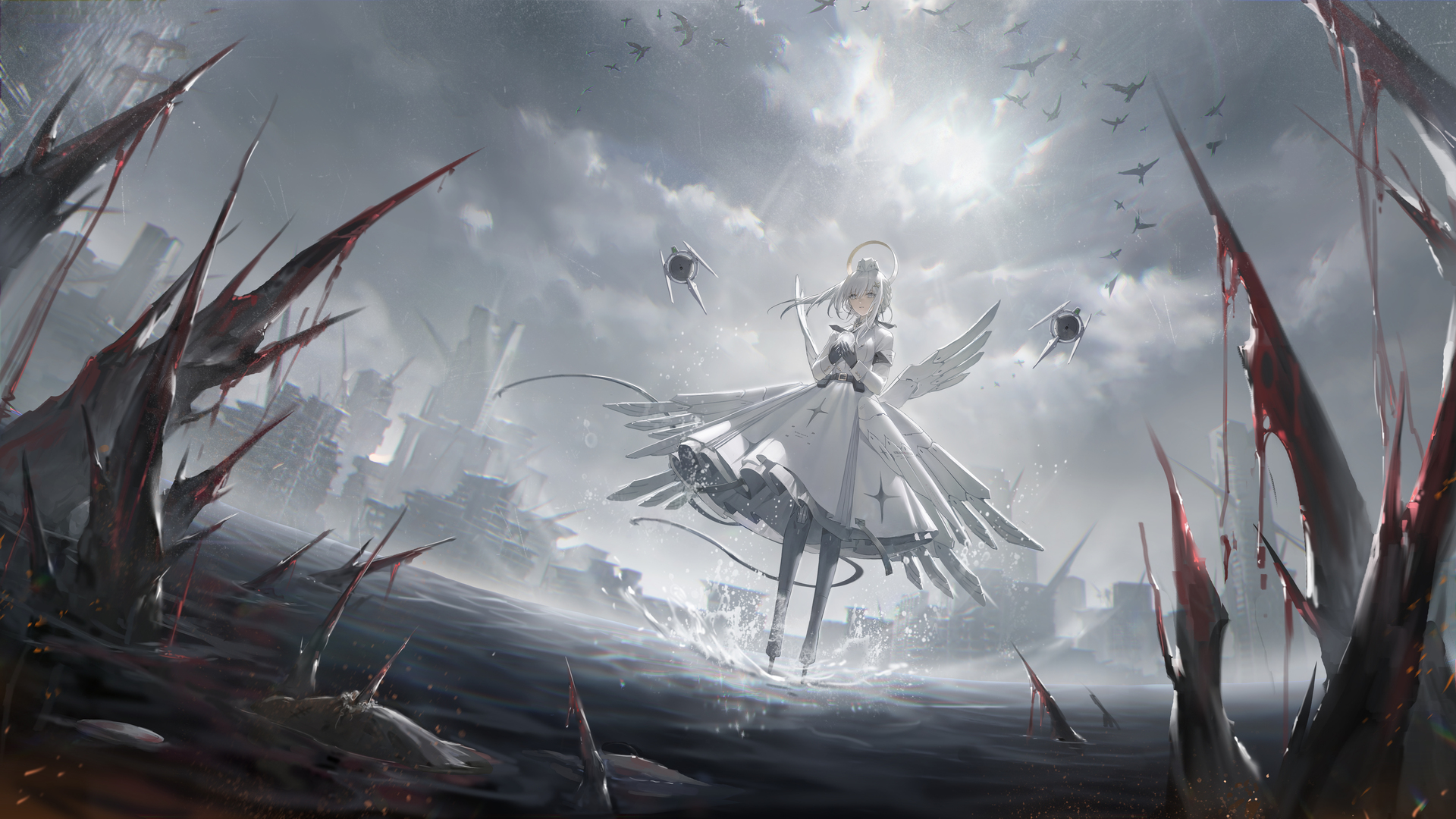 站立 惩罚：灰色乌鸦 动漫女孩 4K高清壁纸 3840×2160
