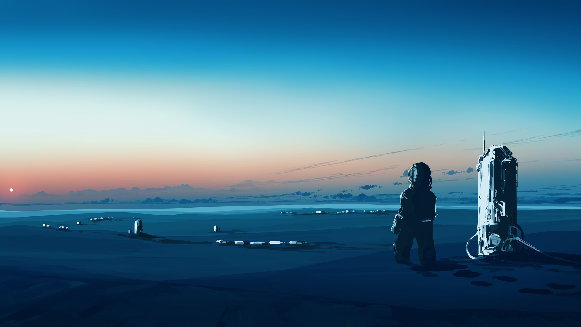 热门宇航员 宇航服 宇宙飞船 极简主义 日落 夕阳辉光 简单背景 高清壁纸 3840×2160