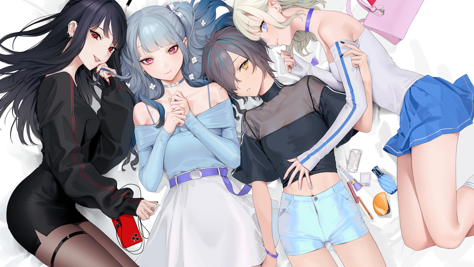 女性团体 动漫 动漫女孩 原图 白色背景 阵容 手机壁纸 3840×2160
