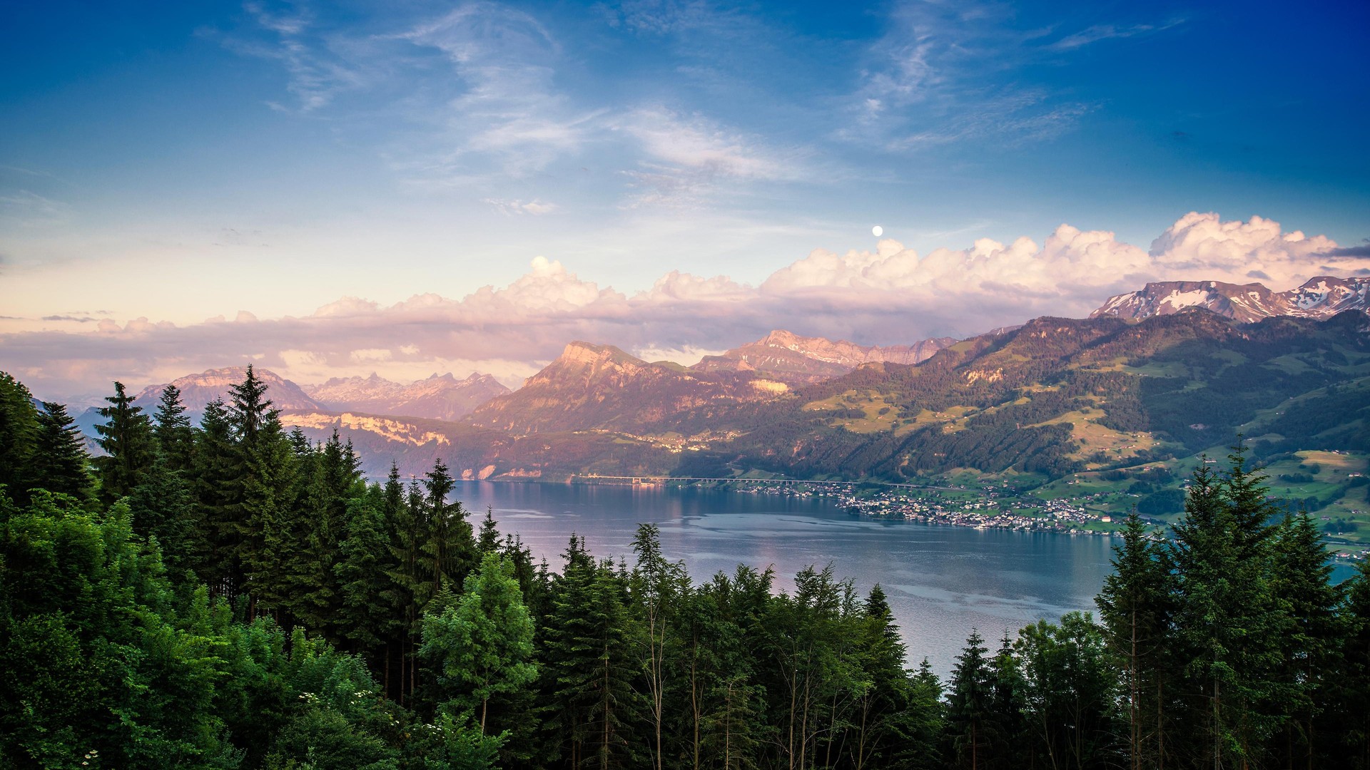 多米尼克·坎普 自然 风景 山脉 湖泊 瑞士 树木 天空 壁纸 3840×2160