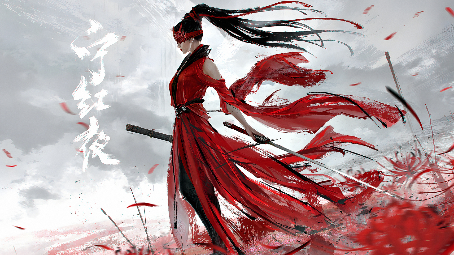 绚丽女性 奈拉卡 国风 风中的女剑客 壁纸 3840×2160