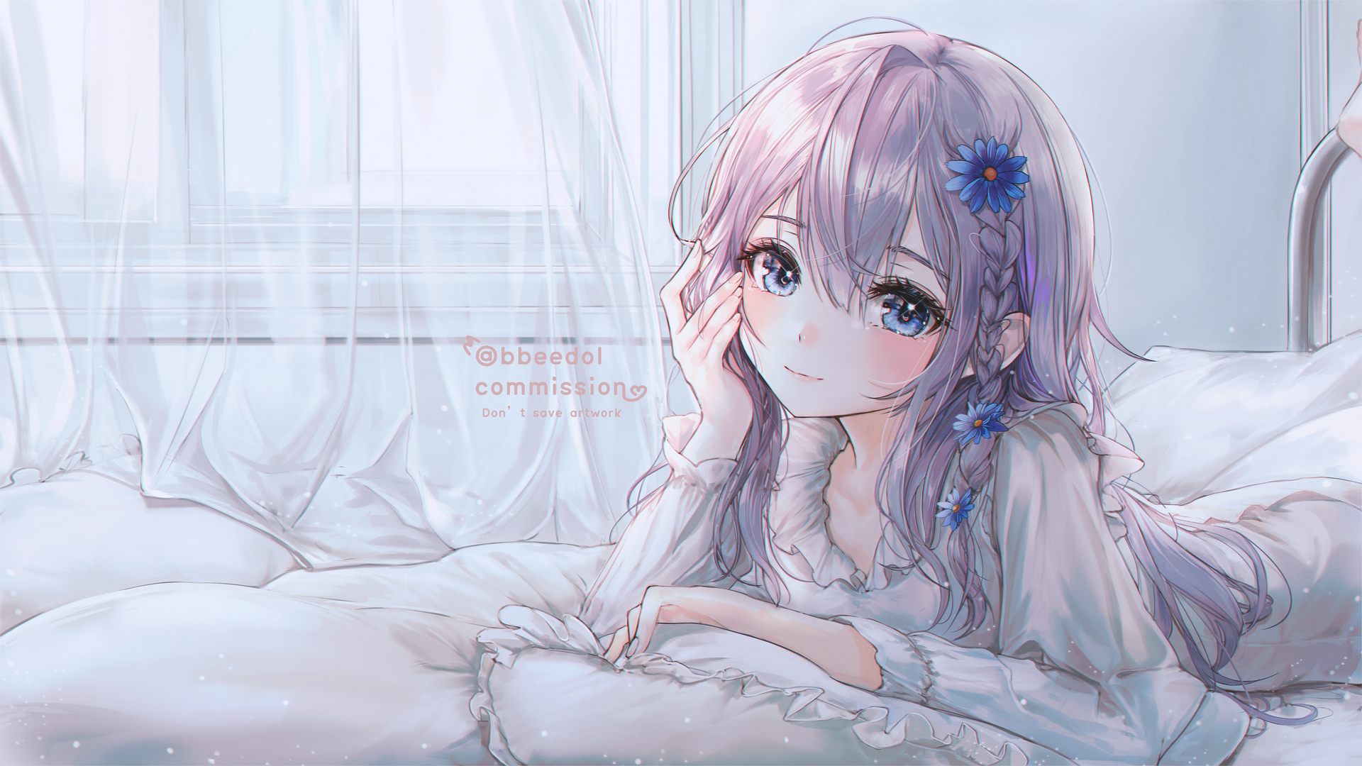 高清蓝眼睛 动漫 动漫女孩 银发 托腮的女孩 壁纸 3840×2160