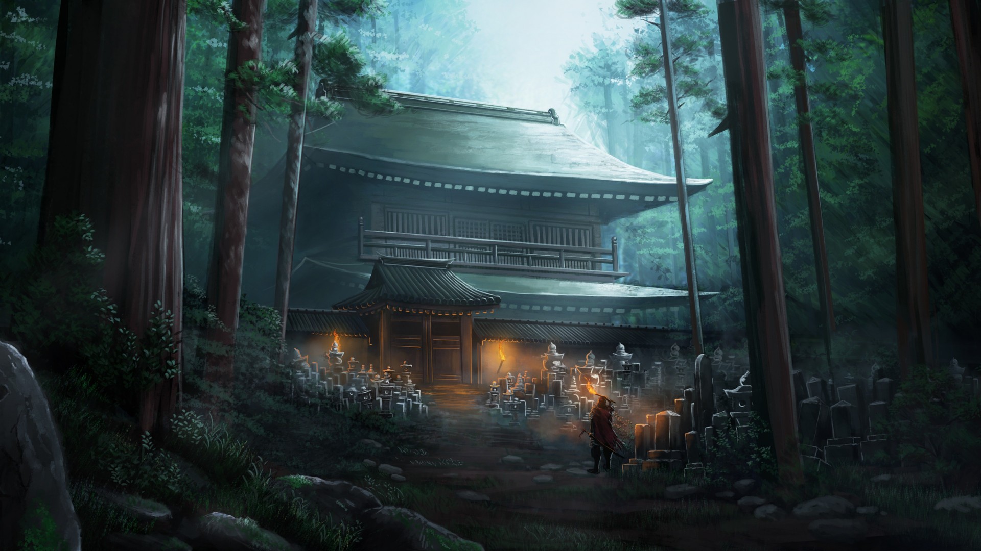 寺庙 自然 森林 奇幻艺术 中国建筑 4K高清壁纸 3840×2160