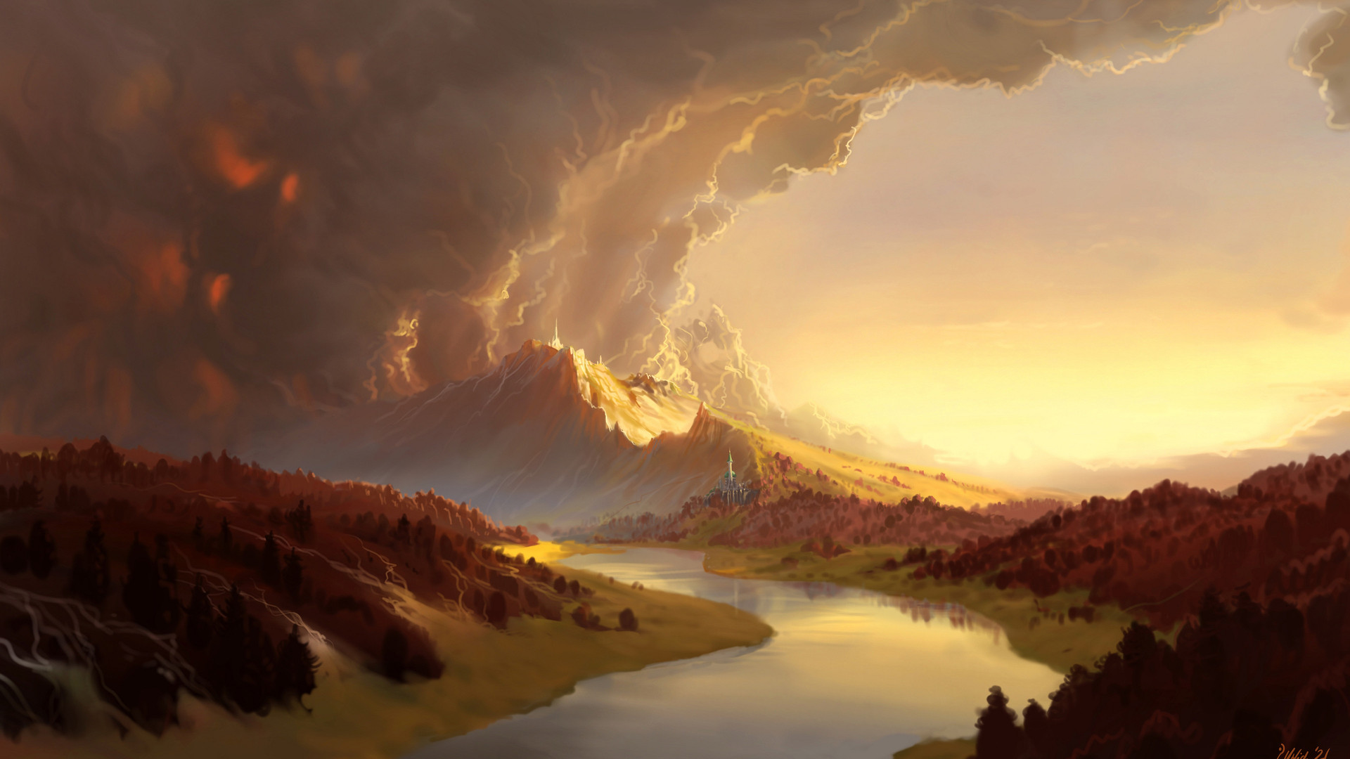 热门AI艺术 风景 云 城堡 山 高清壁纸 3840×2160