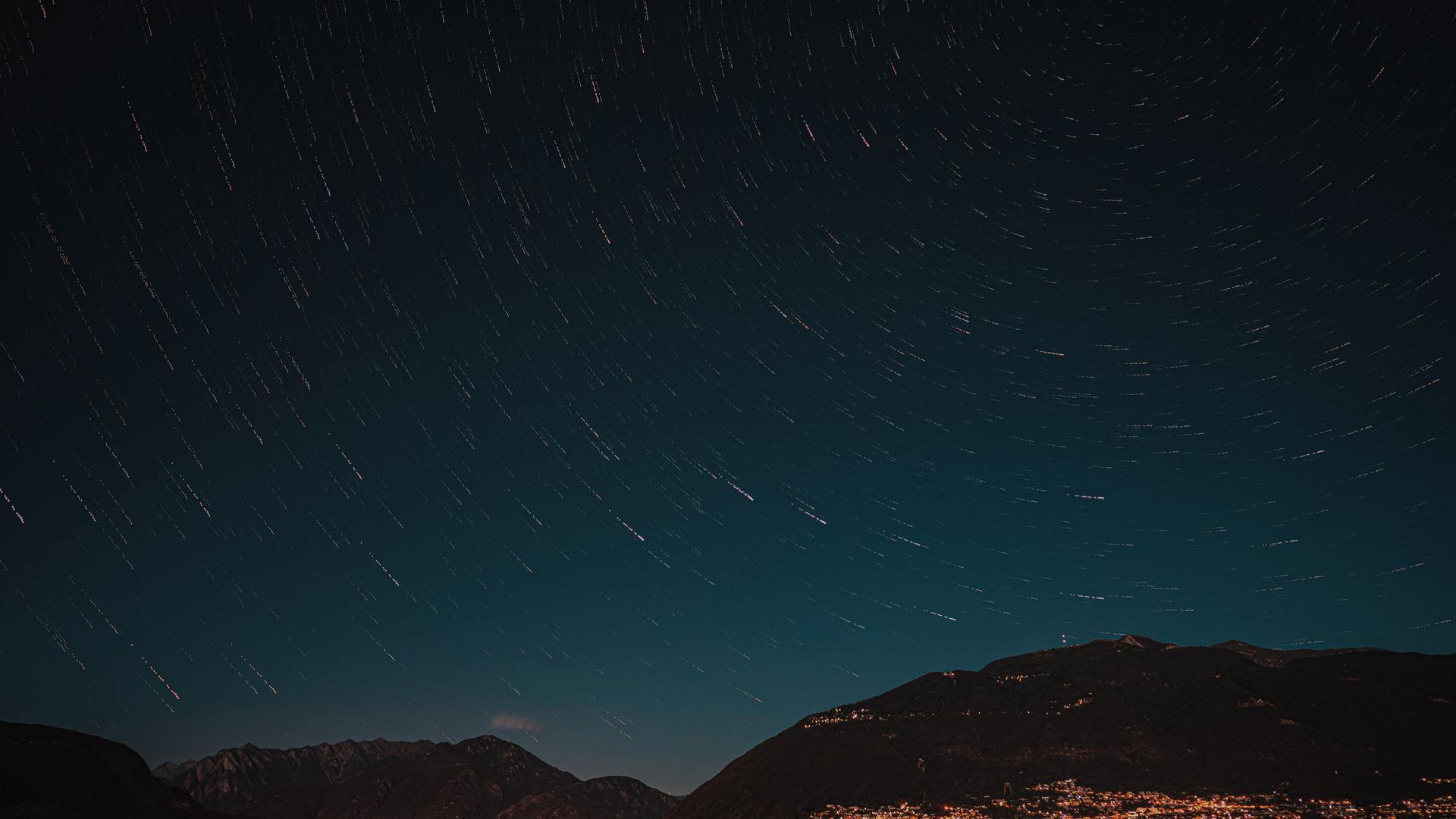 风景 城市灯光 繁星之夜 夜晚 山脉 自然 壁纸 3840×2160