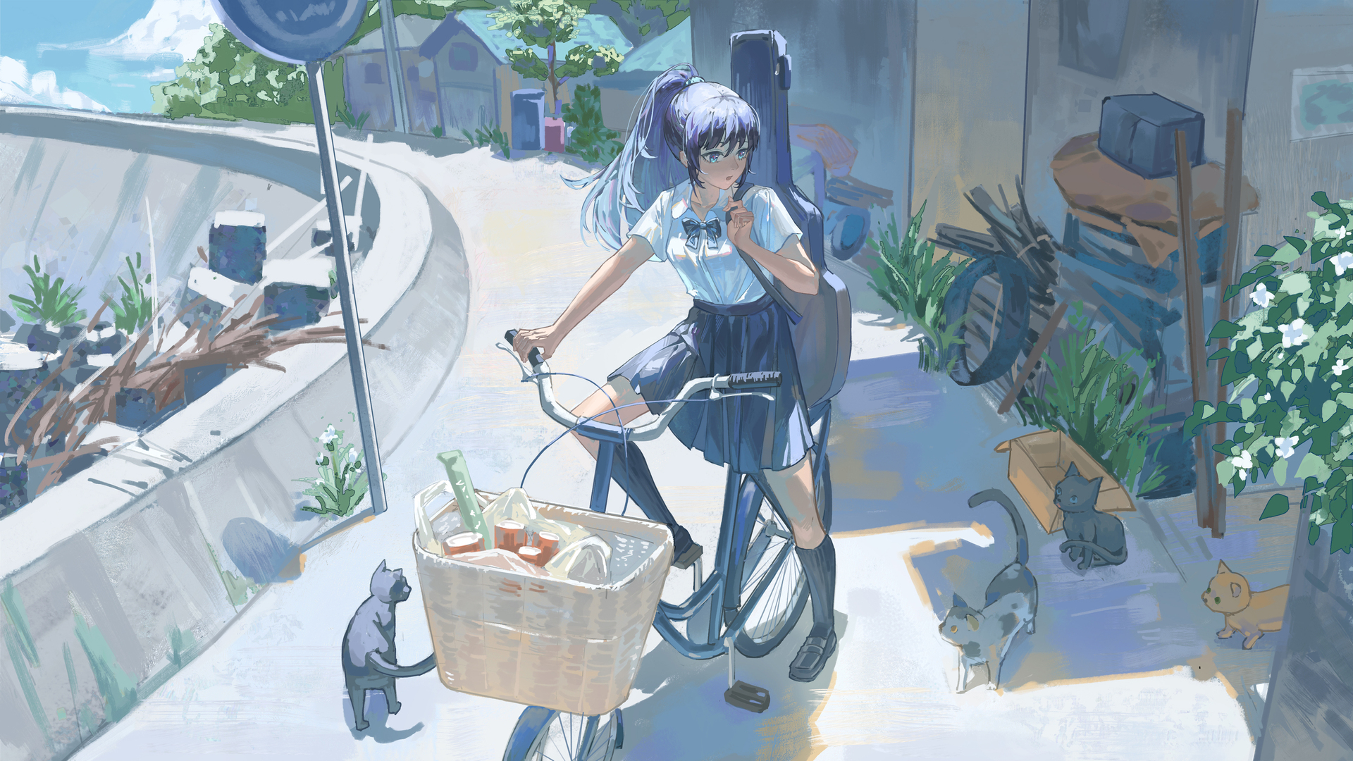经典女生 长发 马尾辫 动漫 动漫女孩 领结 校服 桌面壁纸 3840×2160