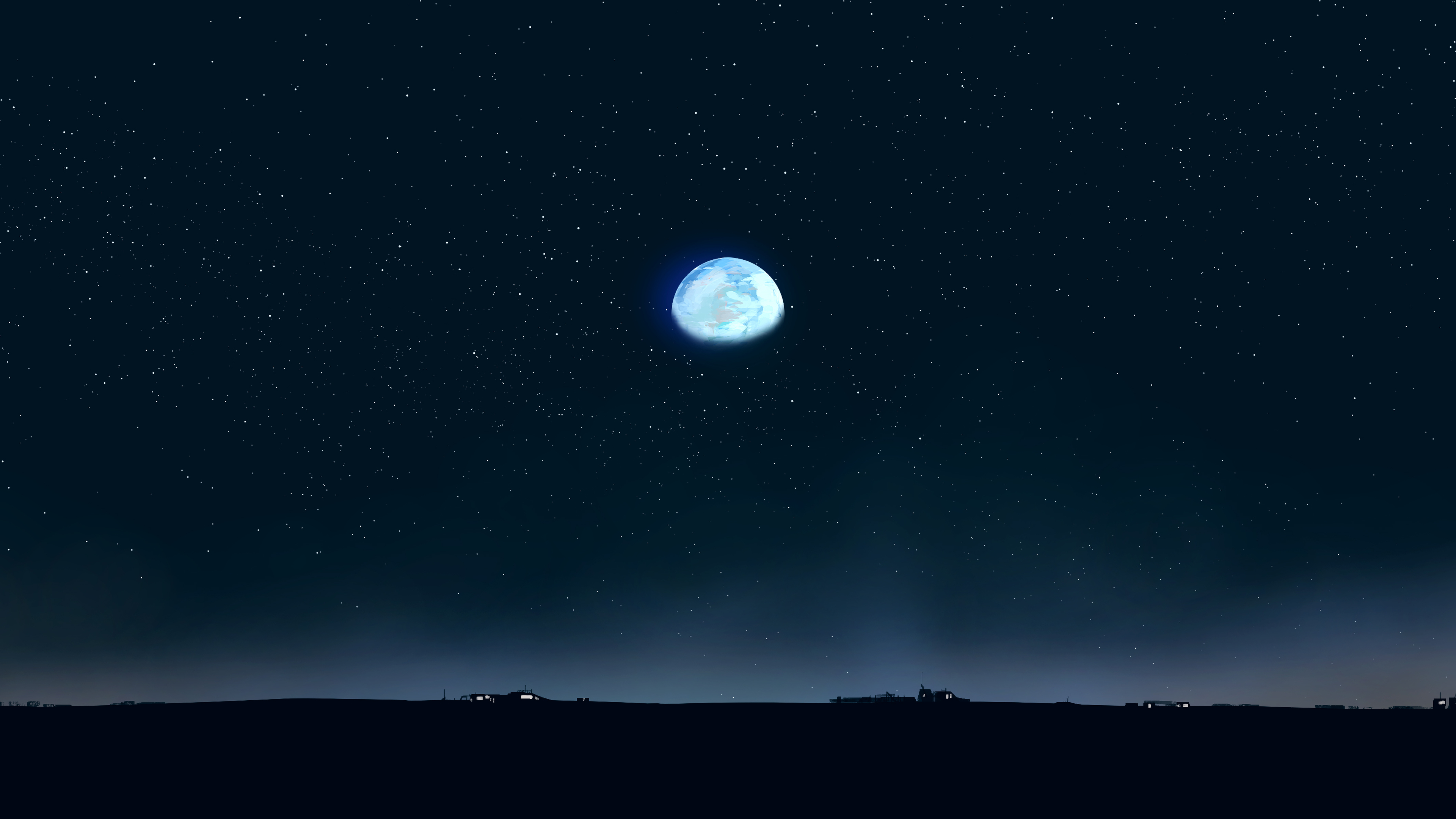 优雅 AI艺术 图片 插图 环境 夜景 天空 极简主义 桌面壁纸 3840×2160
