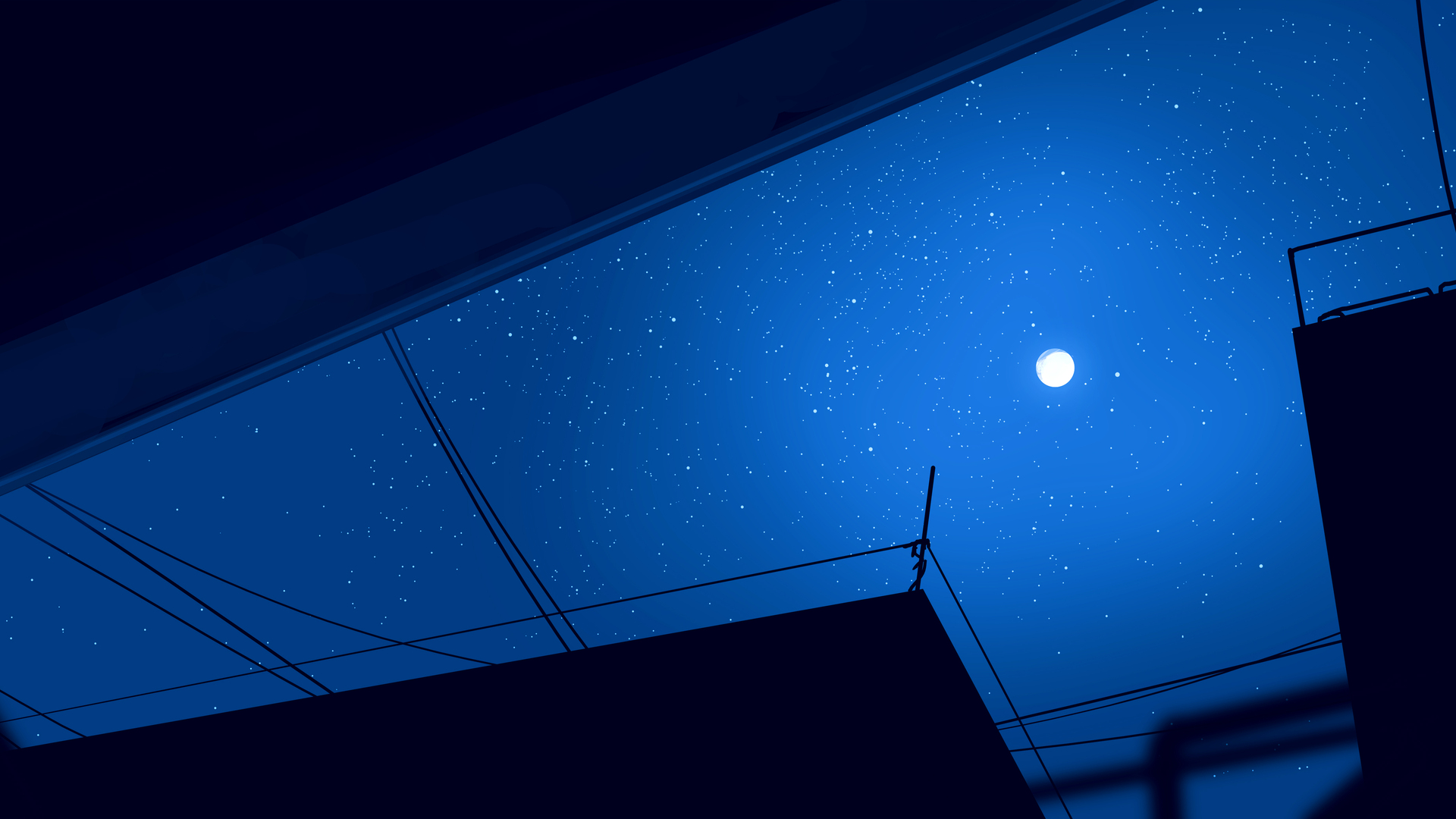 唯美优雅 AI艺术 图片 插图 环境 夜晚 星星 月亮 无水印壁纸 3840×2160