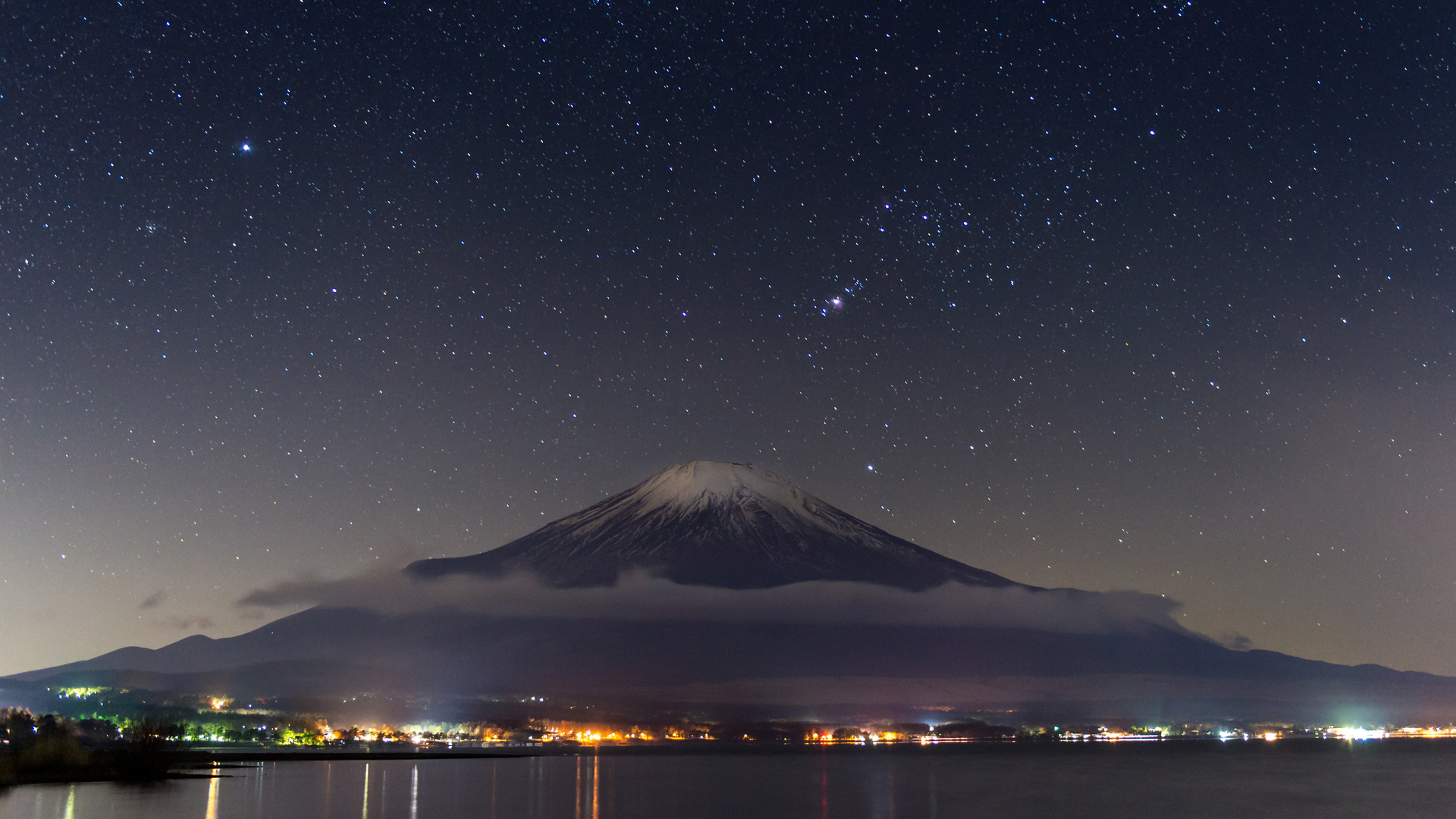 山脉 火山 星星 天空 风景 亚洲 富士山 夜晚 手机壁纸 3840×2160