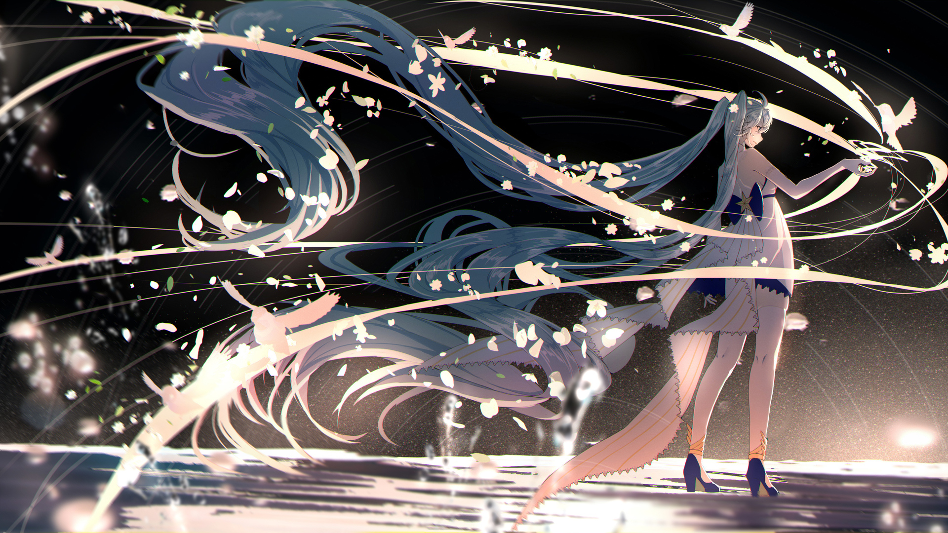 长发 动漫 动漫女孩 美术作品 小提琴 初音 电脑 高清壁纸 4560×2480