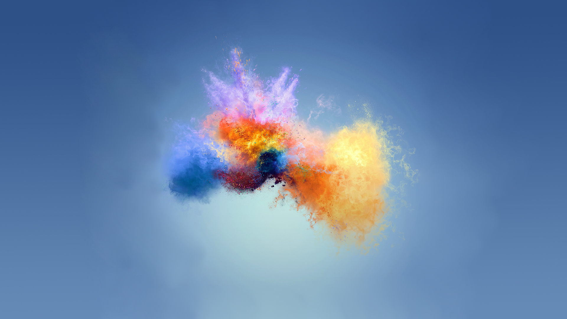 经典抽象 五颜六色 蓝色背景 粉色爆炸 电脑 4K壁纸 3840×2160