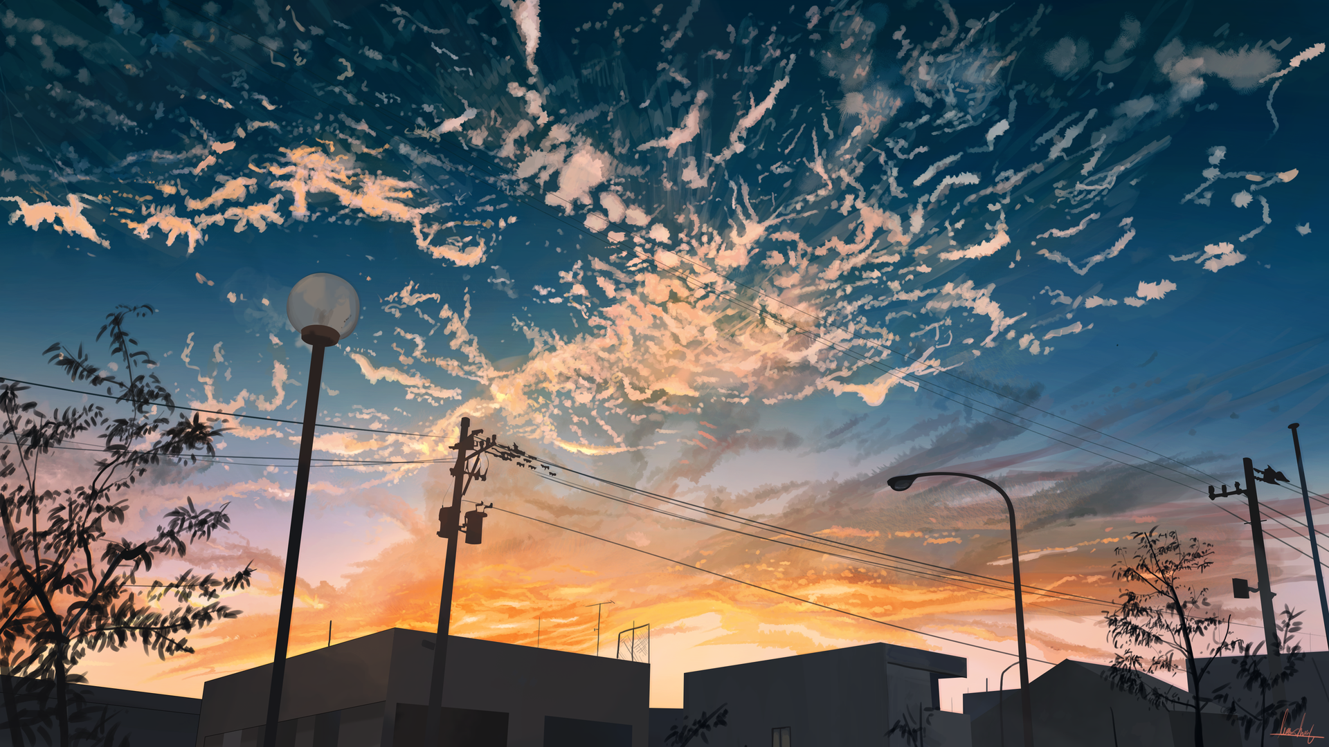 热门黄昏 动漫 城市 日落 天空 电脑 高清壁纸 3840×2160