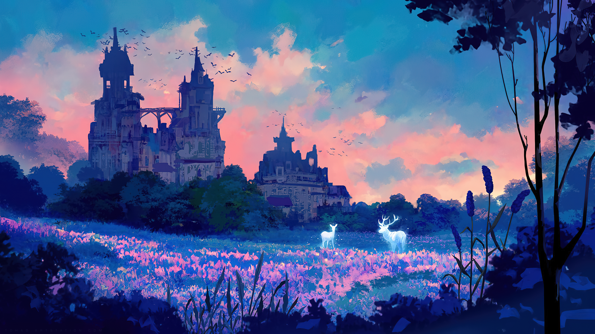 热门AI艺术 艺术状态 鹿 粉笔 天空 云 图稿 电脑 高清壁纸 3840×2160