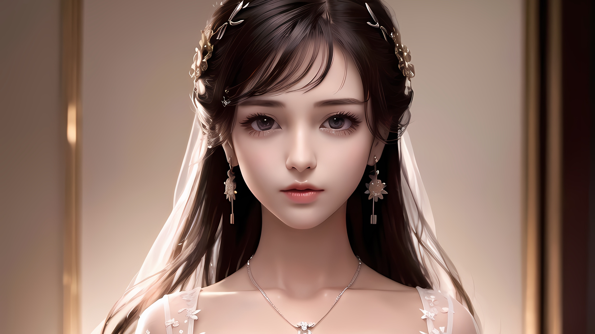 精选长发 艺术 连衣裙 项链 耳环 珠宝 电脑 4K壁纸 4096×2560