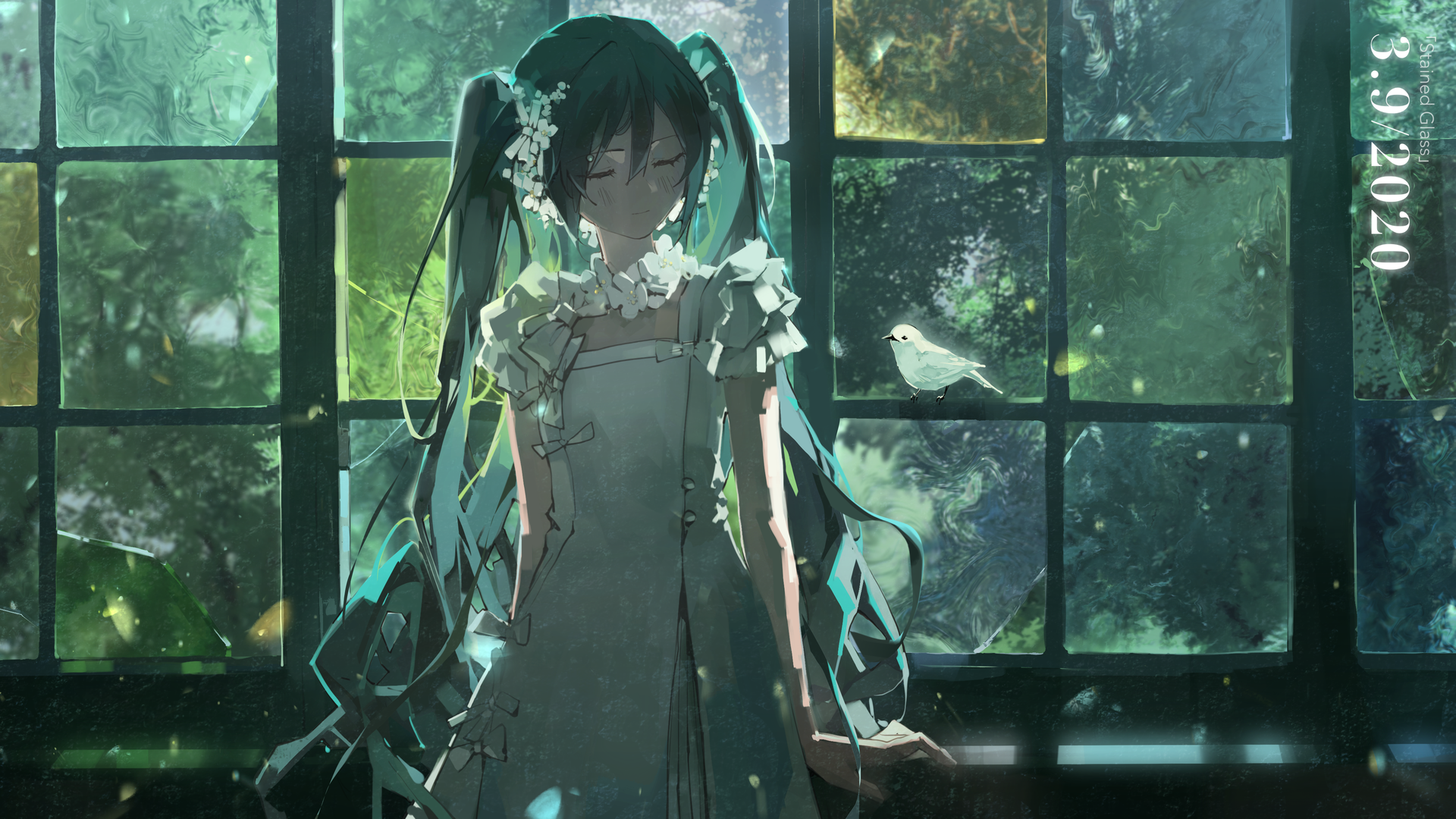 超清闭眼 动漫 车窗 初音 电脑 壁纸 3840×2160