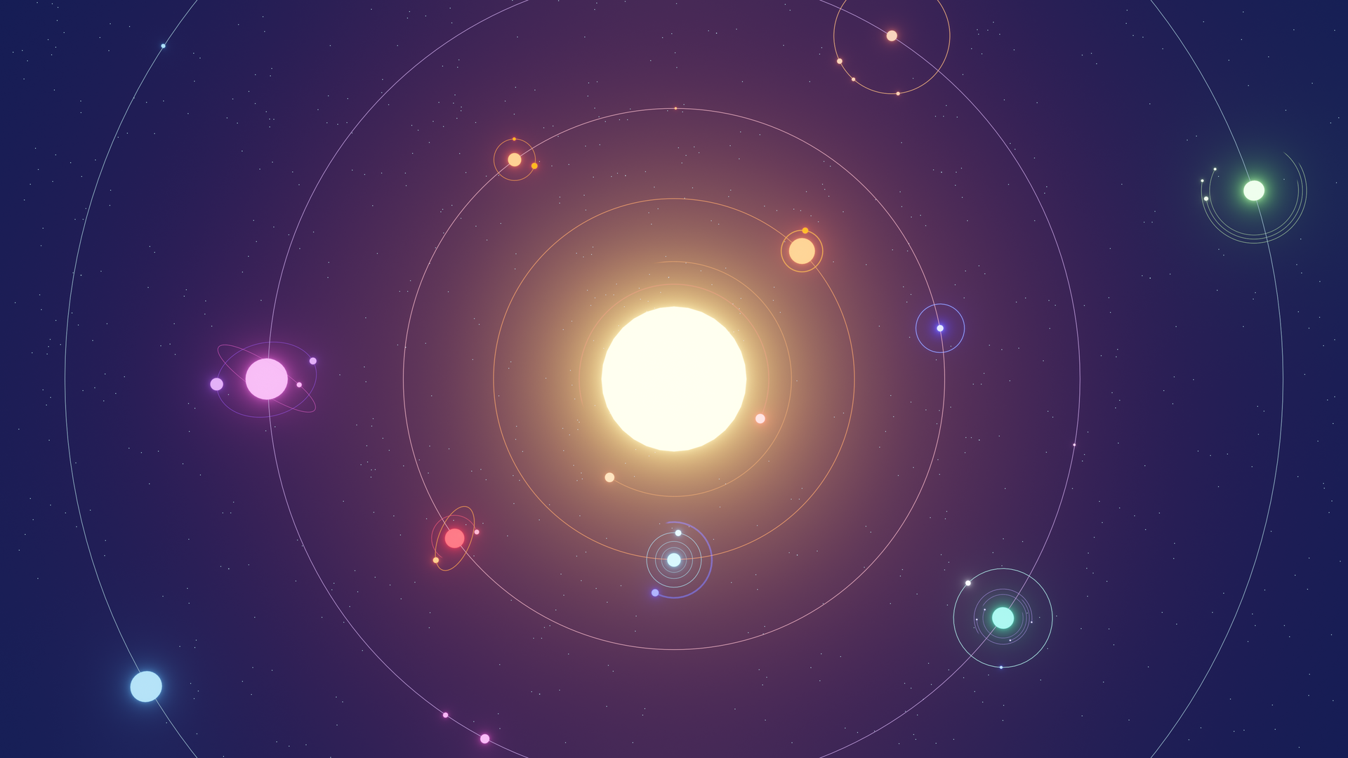 AI艺术 插图 太阳系 空间 太阳 行星 轨道 电脑 壁纸 3840×2160