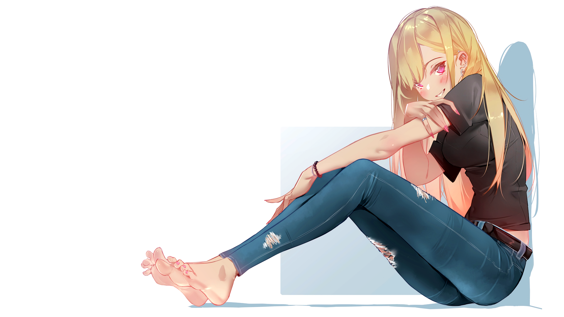 黑色衬衫 牛仔裤 动漫 电脑 4K壁纸 3840×2160