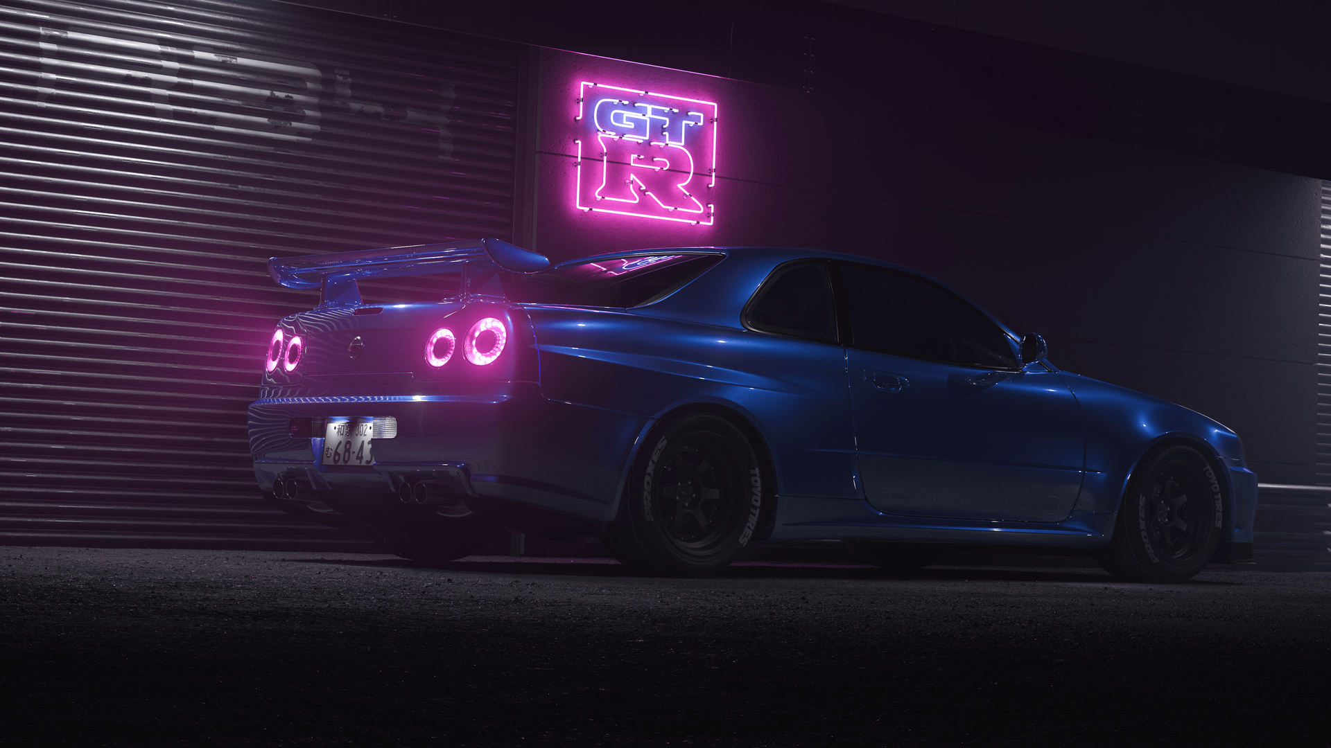 绚丽汽车 车辆 霓虹灯 发光 灯光 夜晚 概念车 日产 电脑 壁纸 3840×2160