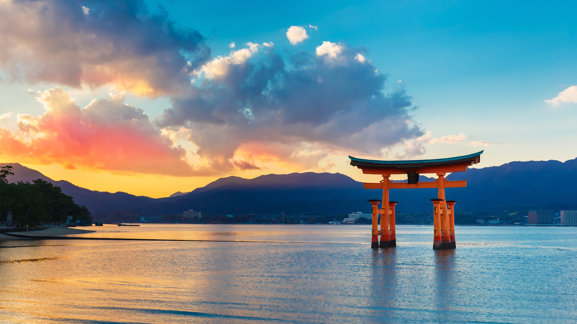 云 水 阳光 广岛 宫岛 平静 电脑 手机壁纸 3840×2160