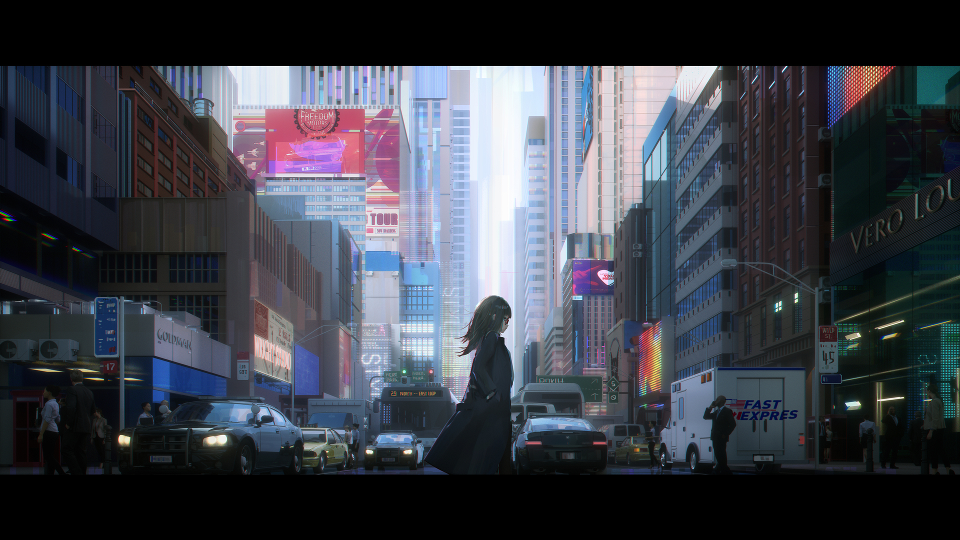 新奇 动漫 动漫女孩 城市 电脑 高清壁纸 5000×2872