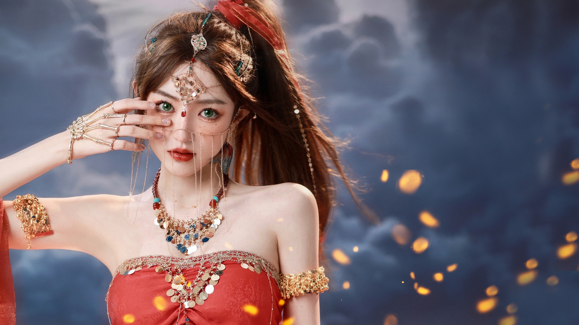 长发 亚洲人 女性 项链 珠宝 电脑 壁纸 3840×2160