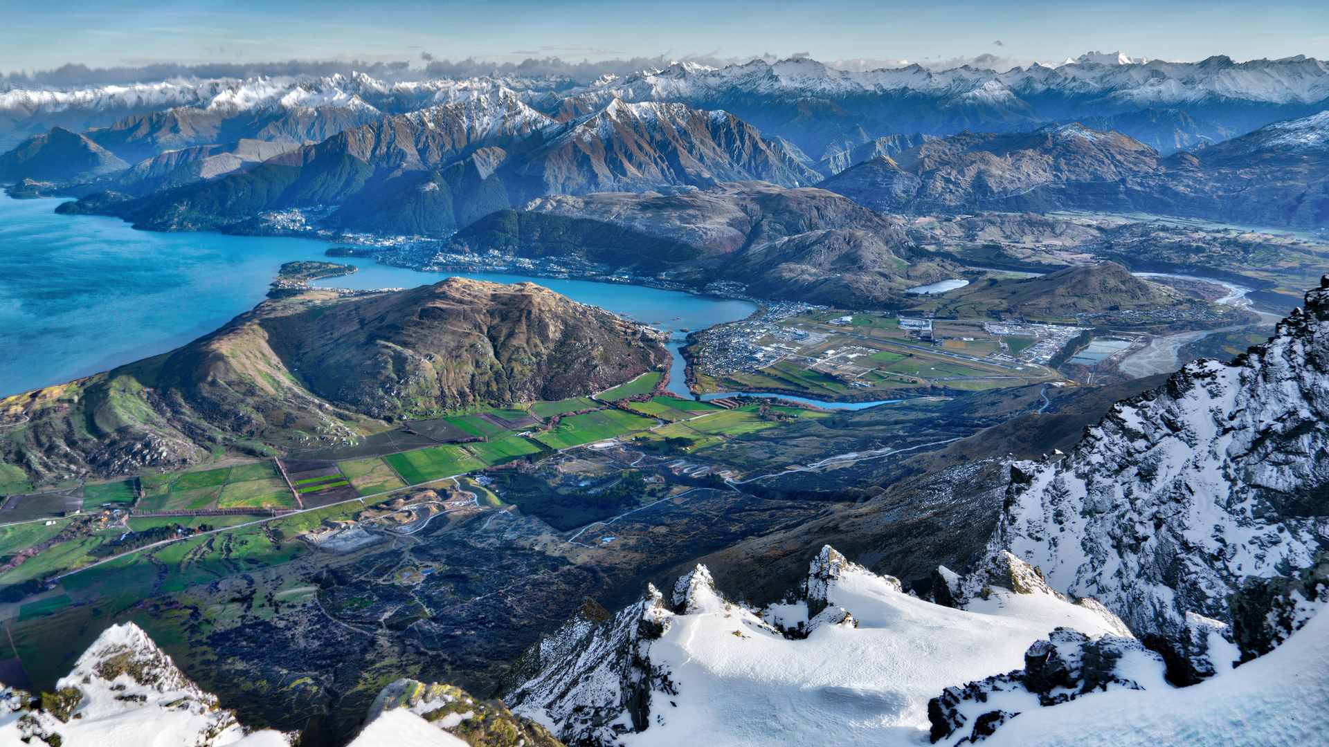 热门摄影 山 水 雪 风景 田野 新西兰 鸟瞰 电脑 高清壁纸 7680×4320