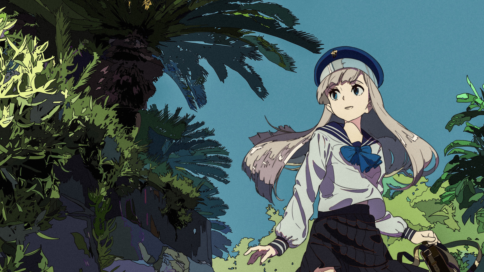 女学生 蓝眼睛 动漫女孩 超高清 帽子 校服 电脑 高清壁纸 3840×2160
