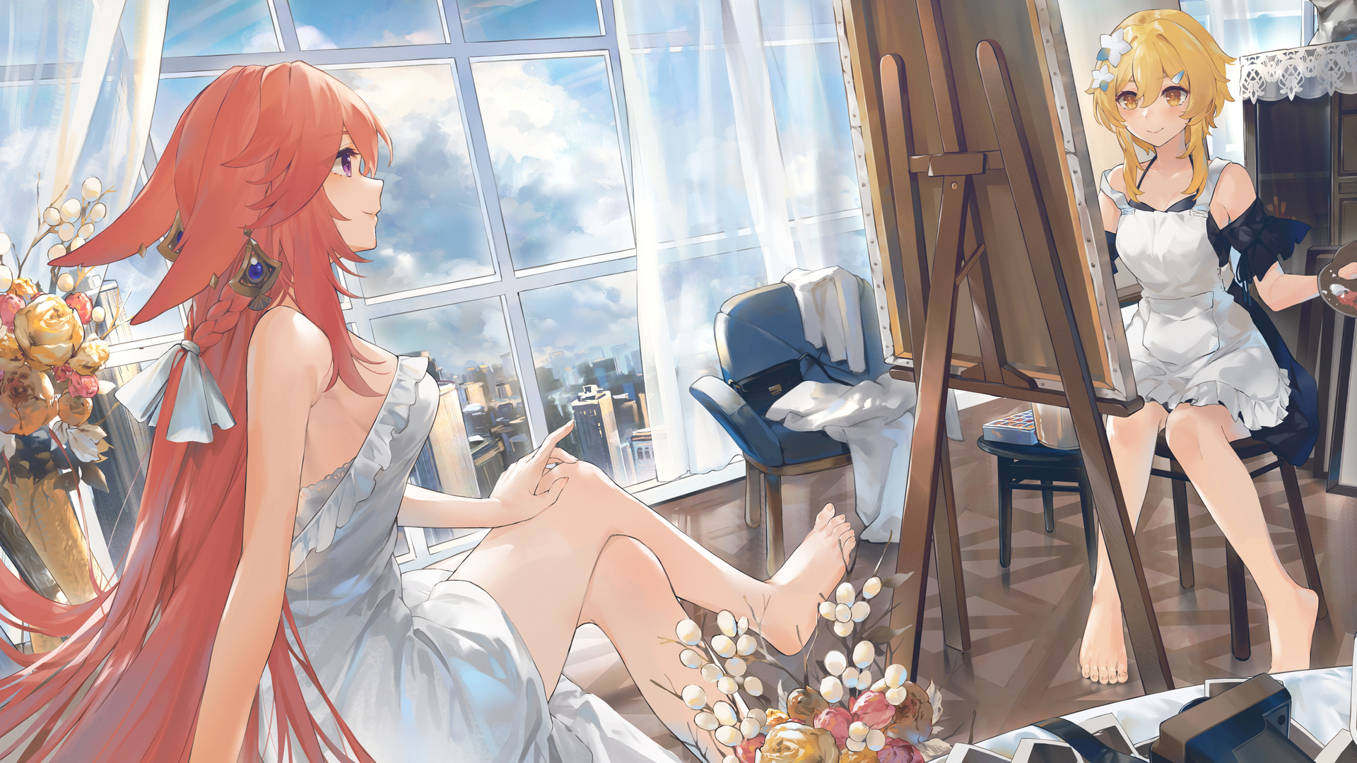 图片 原神 绘画 动漫 动漫女孩 鲜花 电脑 4K高清壁纸 6221×3196