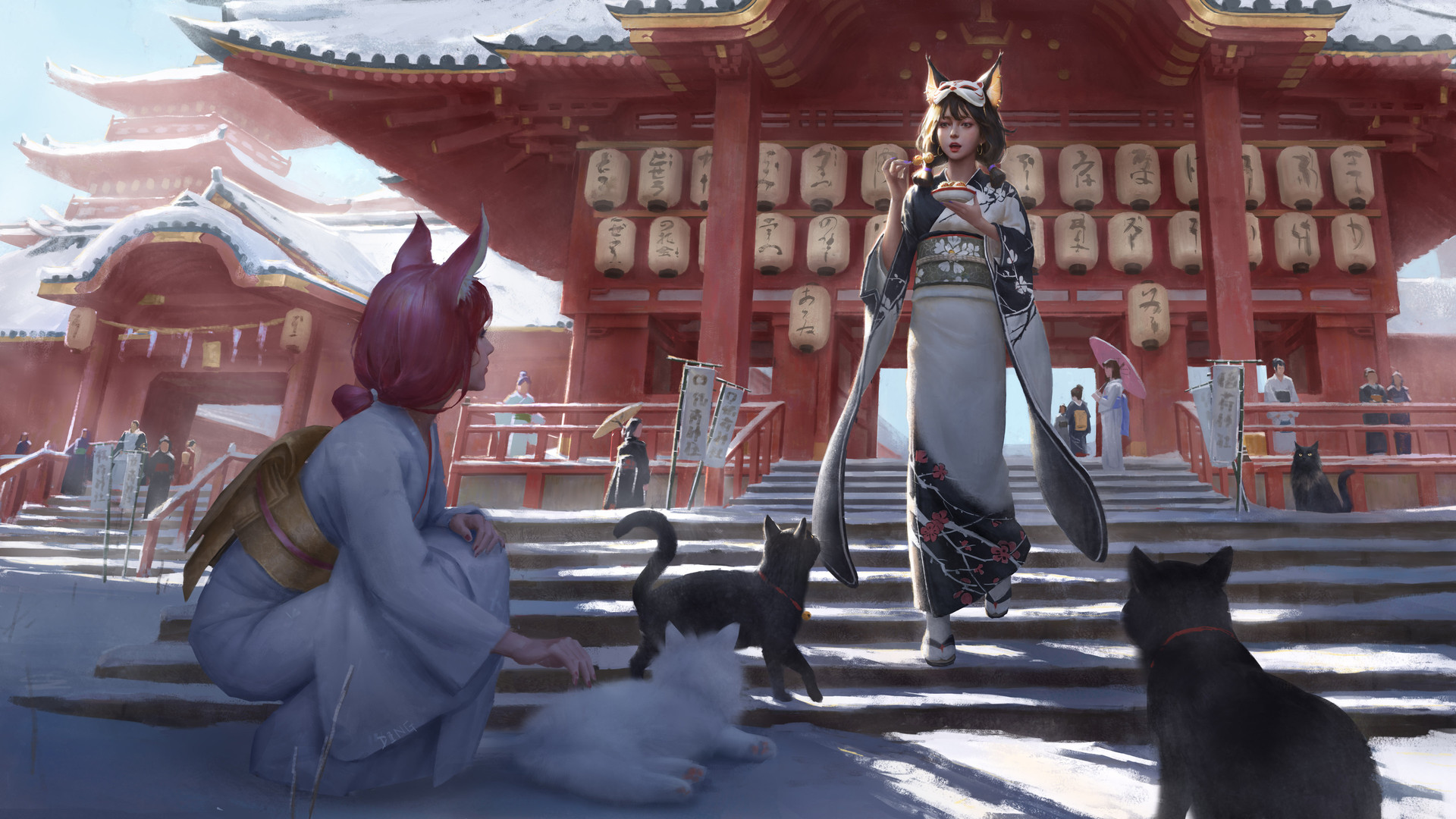 经典女性 亚洲 幻想艺术 建筑 亚洲建筑 传统服装 电脑 4K壁纸 3840×2160