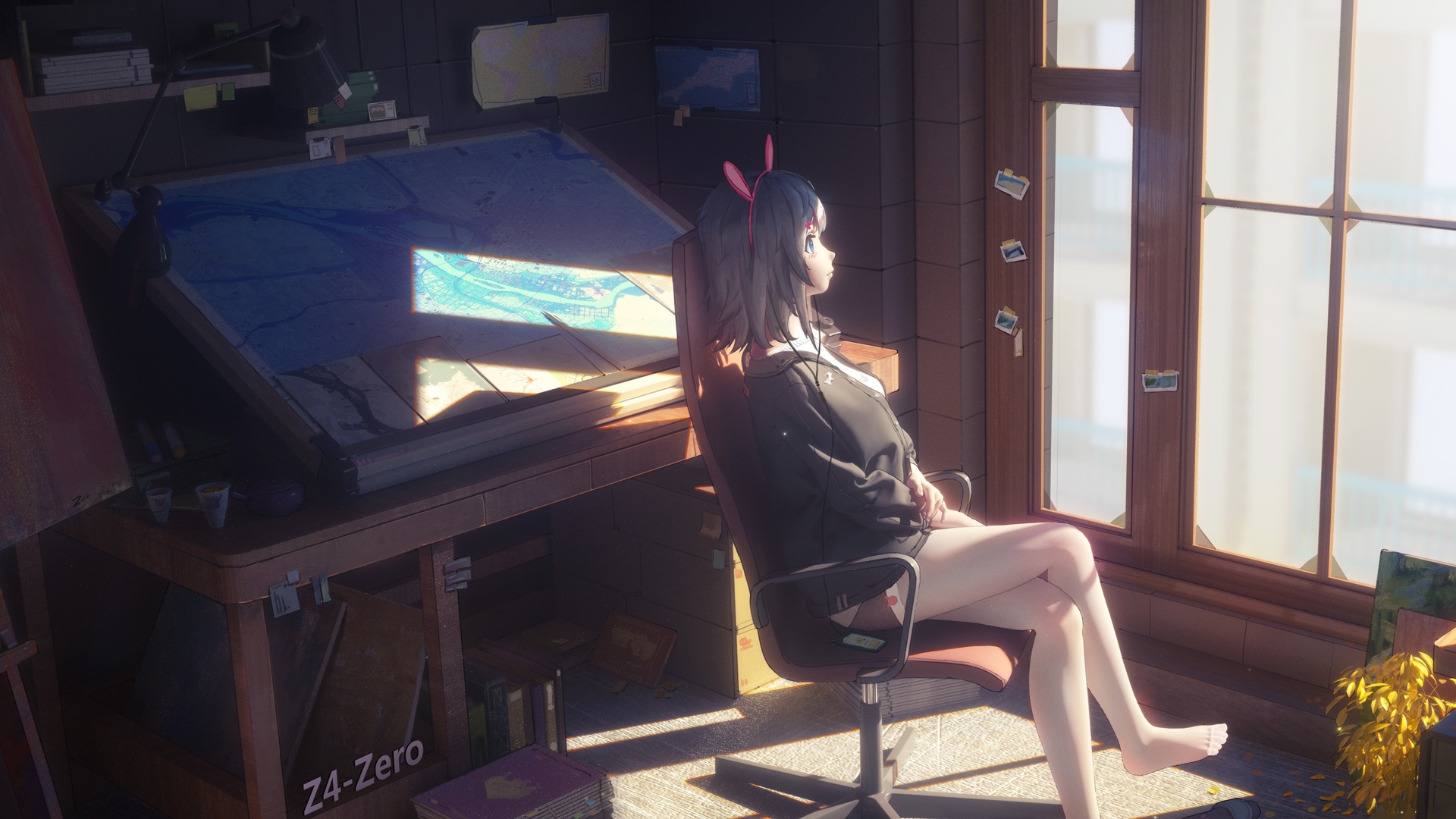 动漫 白色袜子 房间 动漫女孩 电脑 4K高清壁纸 3840×2160