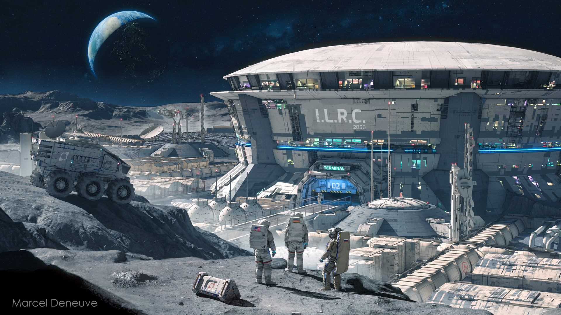 人物 宇航员 奇幻艺术 月球 建筑 空间站 太空 电脑 手机壁纸 3840×2160
