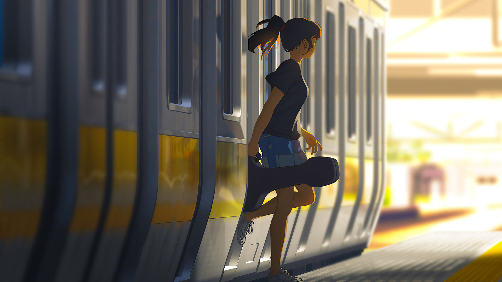 马尾辫 动漫女孩 动漫 黑发 电脑 壁纸 3840×2160