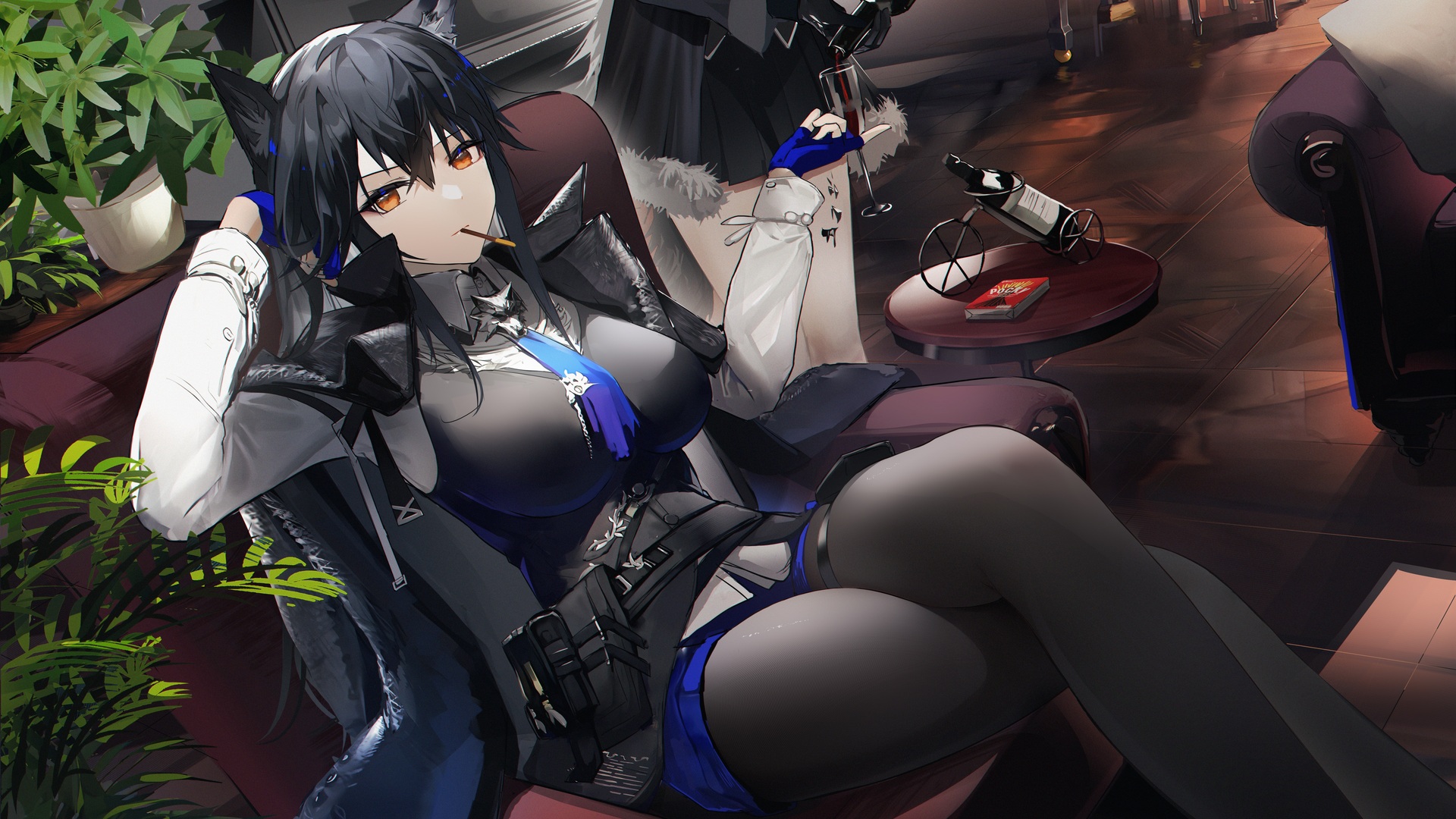 动漫 动漫女孩 明日方舟 茶 葡萄酒 植物 狼女孩 电脑 4K壁纸 6600×4000