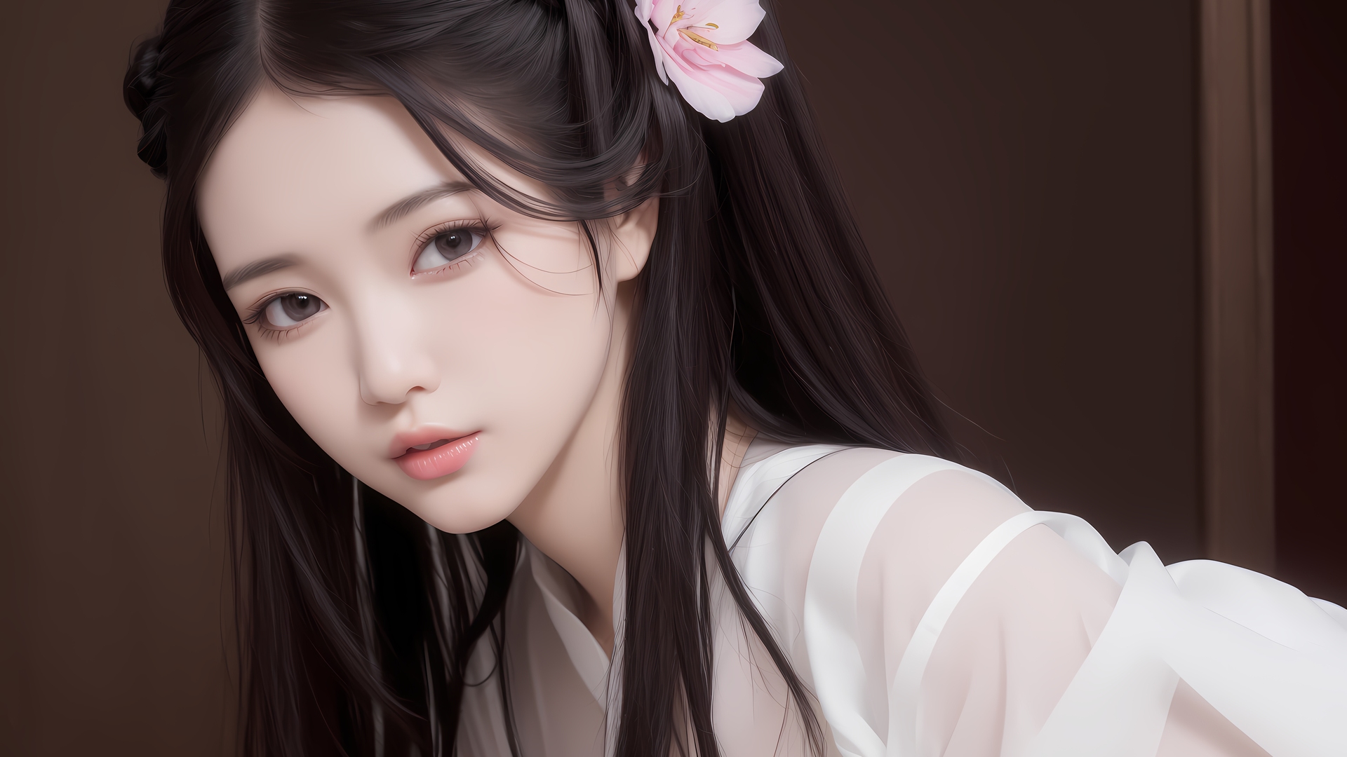 女人 亚洲人 头发上的花 艺术 电脑 手机壁纸 6144×4096
