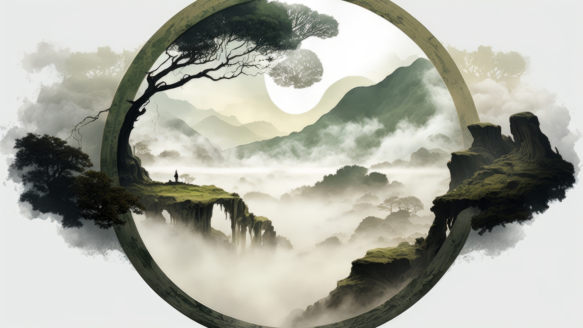 艺术 插图 圆 云 自然 山 电脑 手机壁纸 4579×2616
