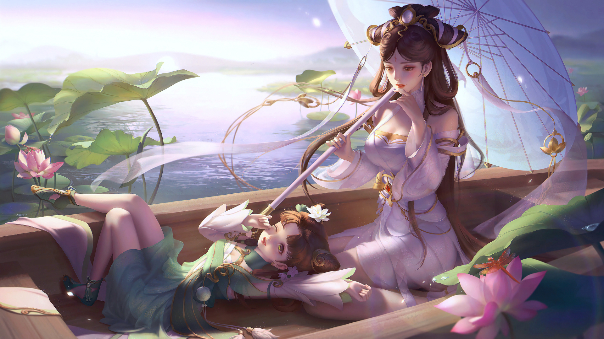 超清电子游戏角色 女人 王者荣耀 雨伞 衣服 电脑 手机壁纸 5778×3250