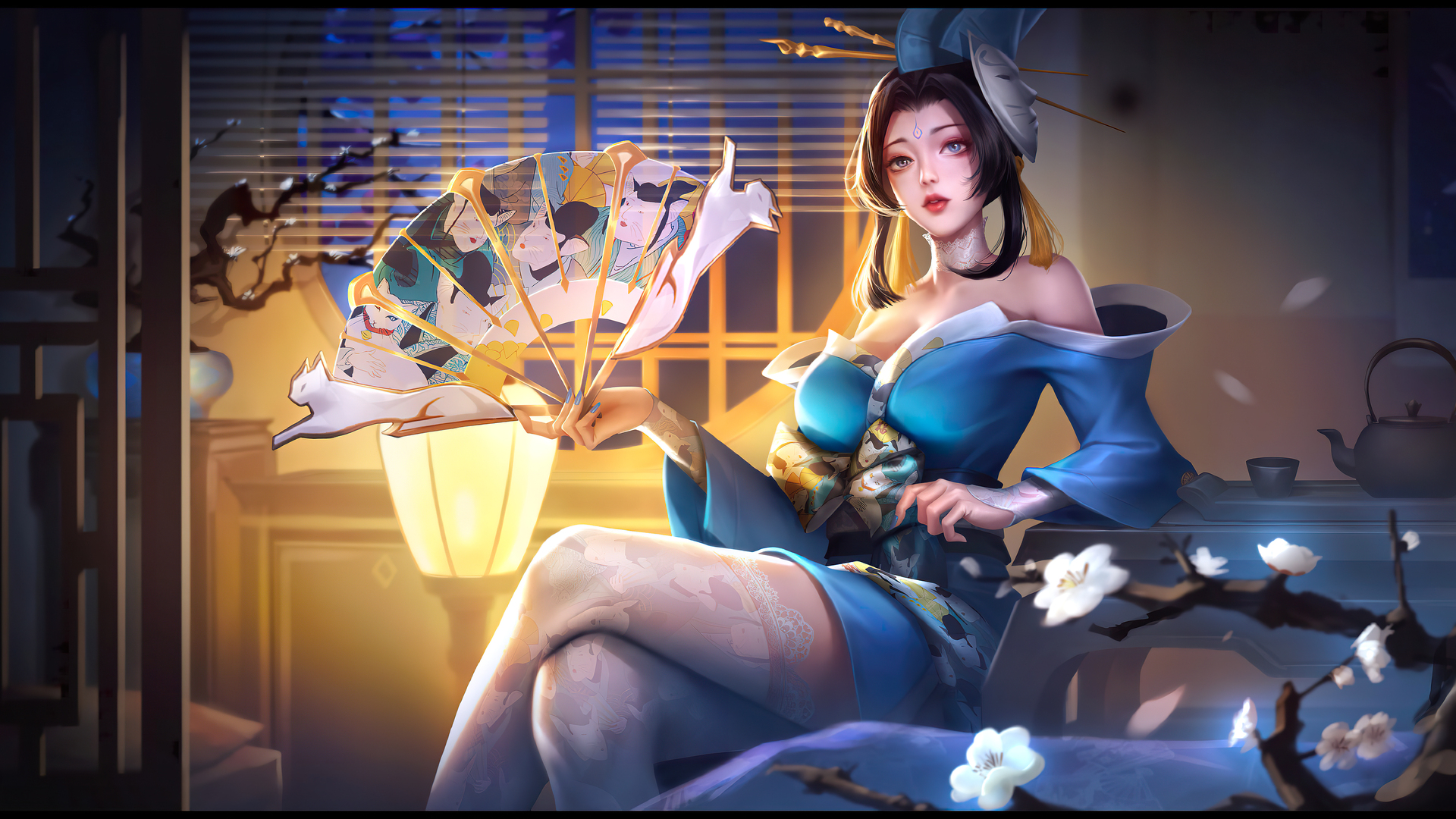 唯美游戏CG角色 王者荣耀 白色丝袜 电脑 无水印壁纸 5645×2880