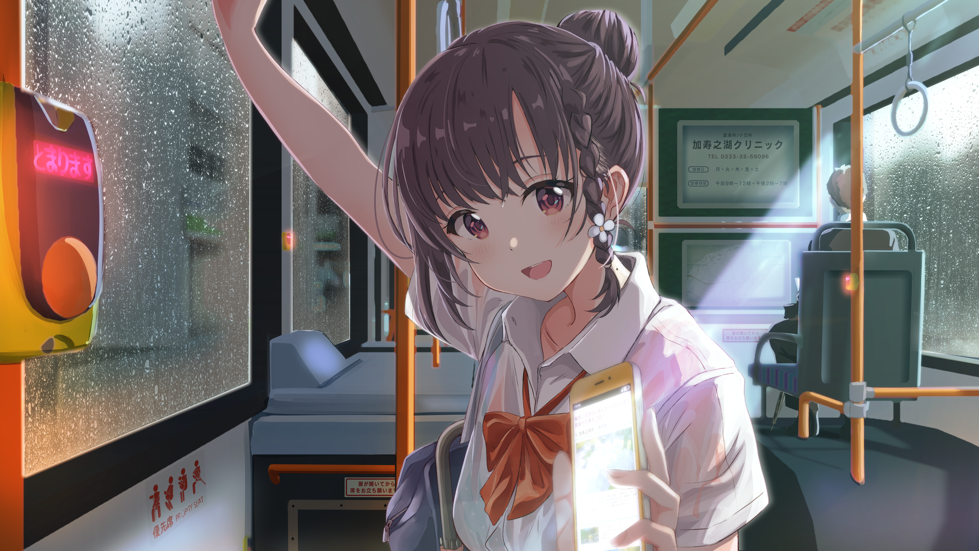 微笑 张嘴 动漫女孩 动漫 手机 智能手机 棕色眼睛 电脑 高清壁纸 4000×2250