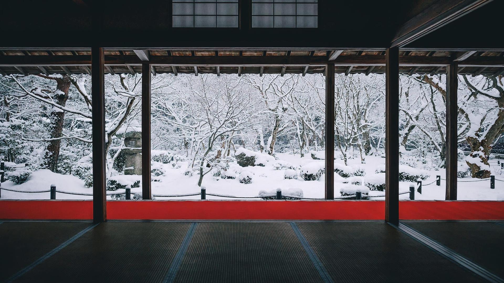 亚洲建筑 冬天 雪 树木 室内设计 电脑 4K壁纸 4000×2666