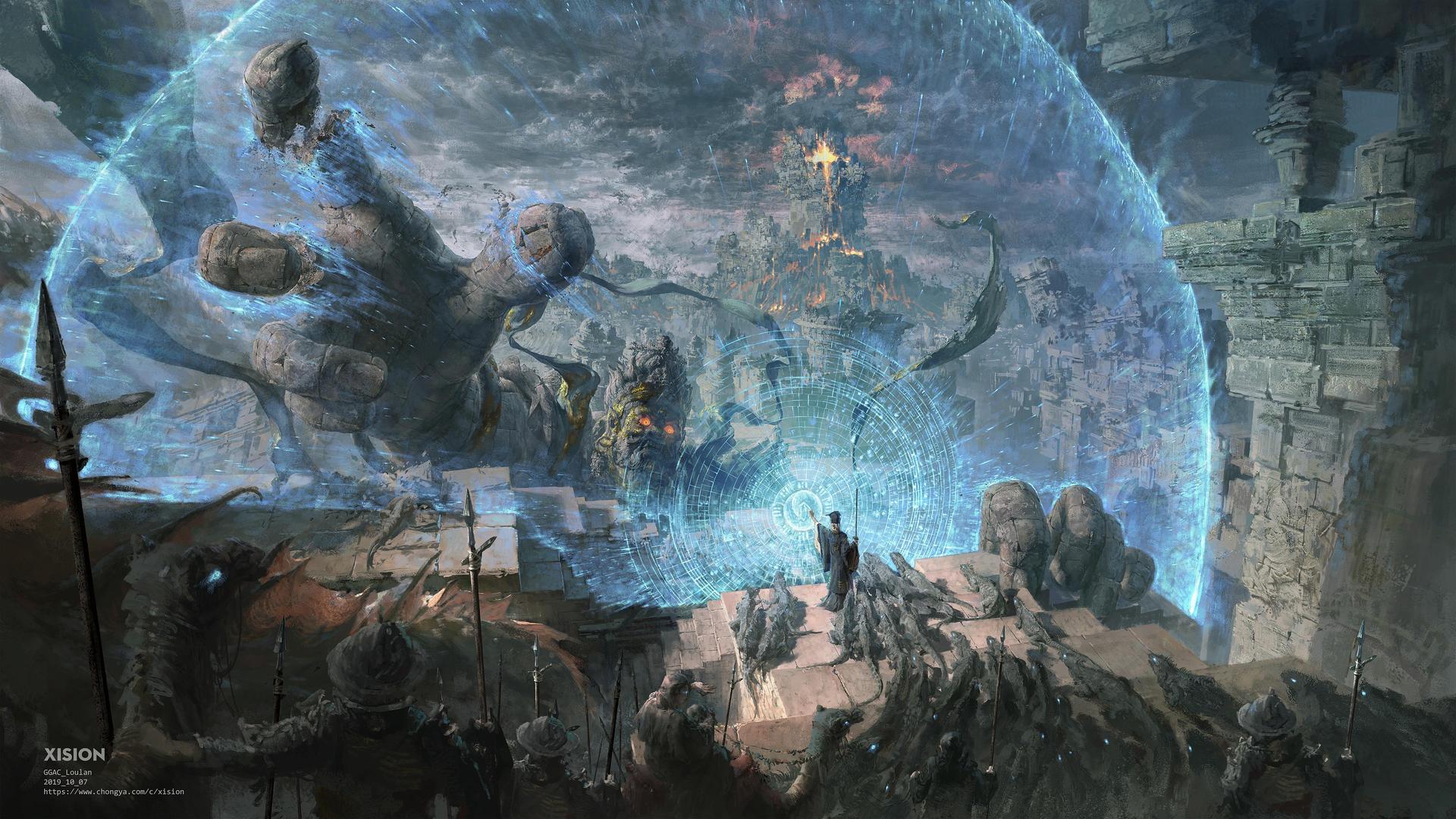 绚丽视觉 巫师 图稿 雕像 魔术 咒语 电脑 壁纸 3840×2160