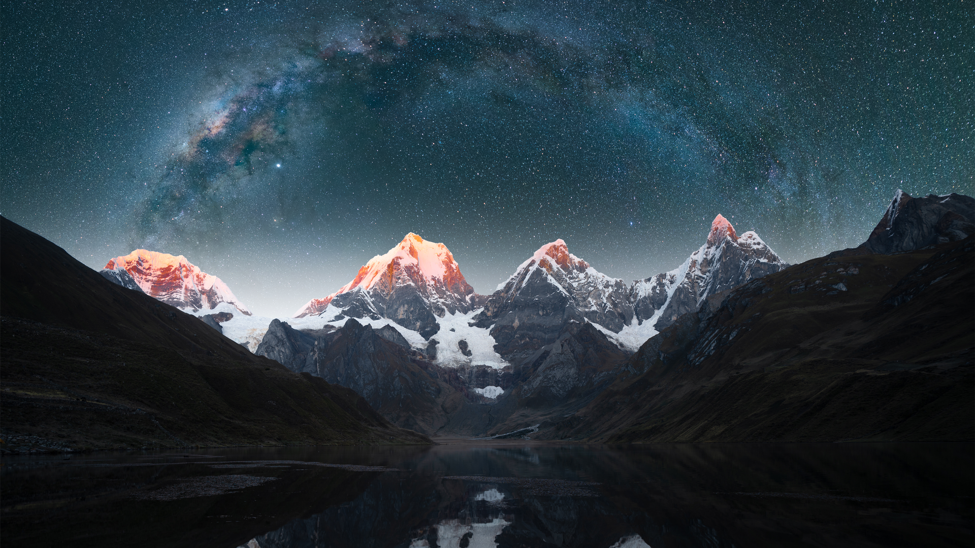 经典山 天空 星星 雪 夜 夜景 自然 电脑 4K壁纸 3840×2160